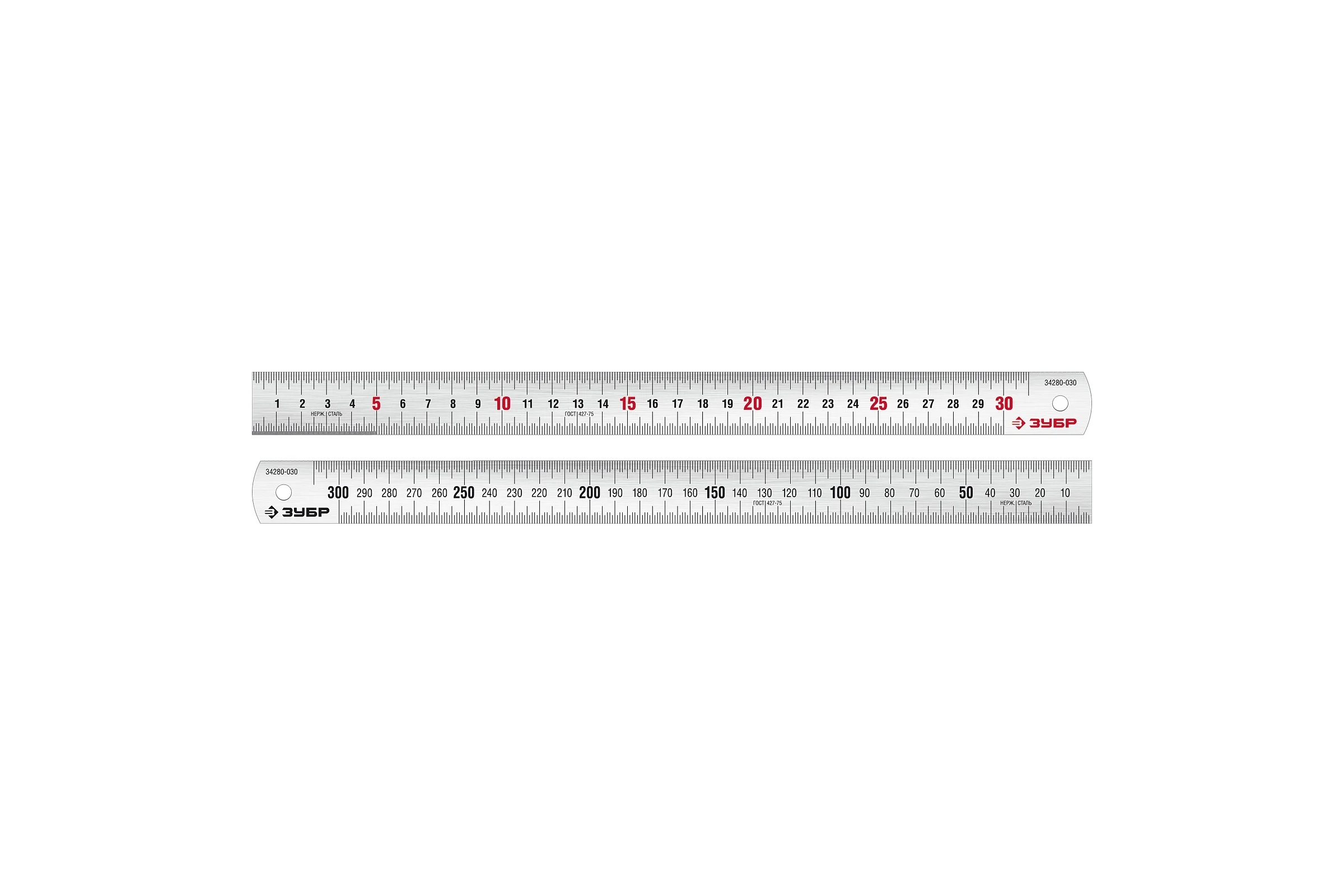 Про-30 Усиленная нержавеющая линейка 0,30 м ЗУБР 34280-030