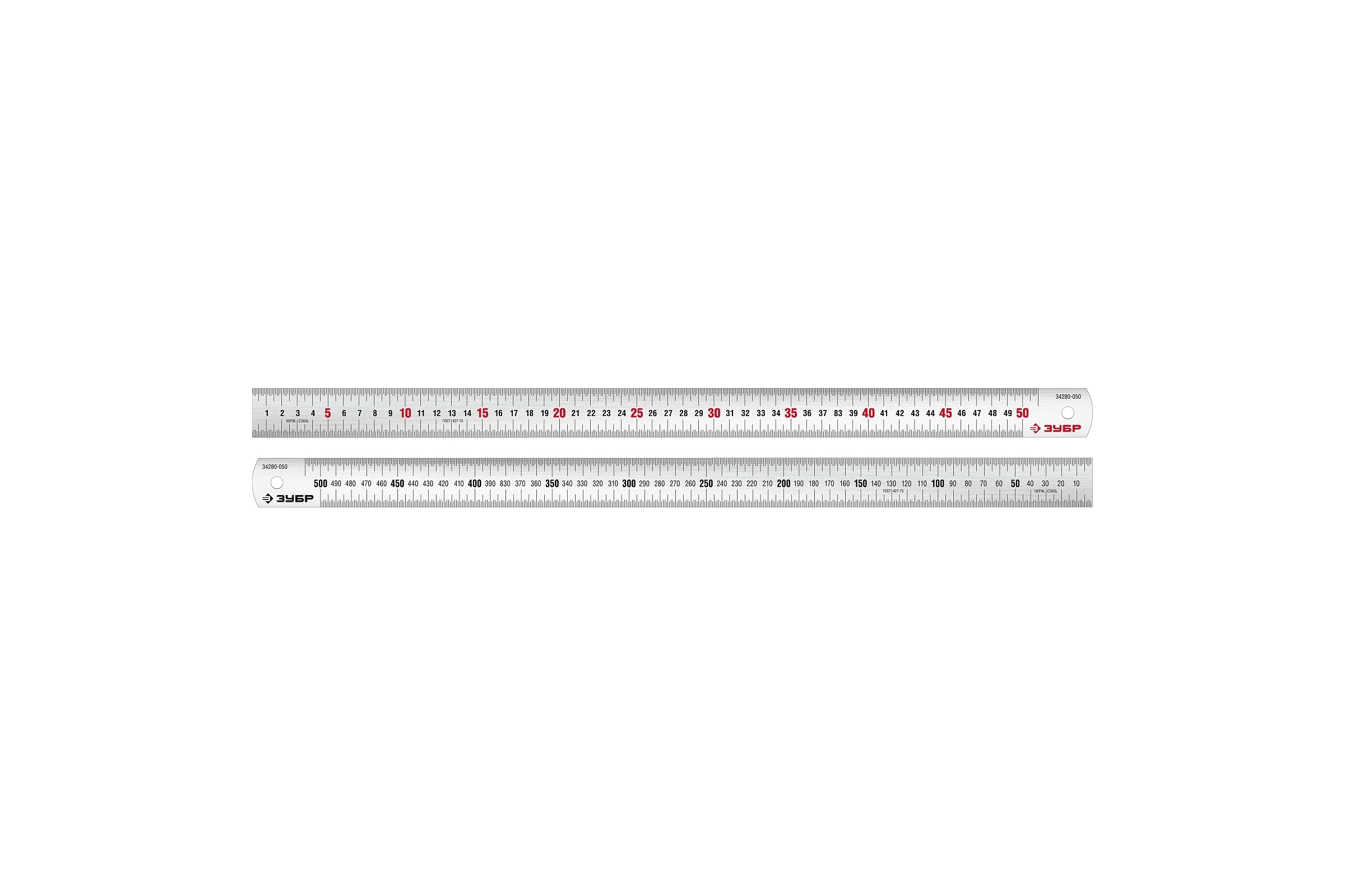 Про-50 Усиленная нержавеющая линейка 0,50 м ЗУБР 34280-050