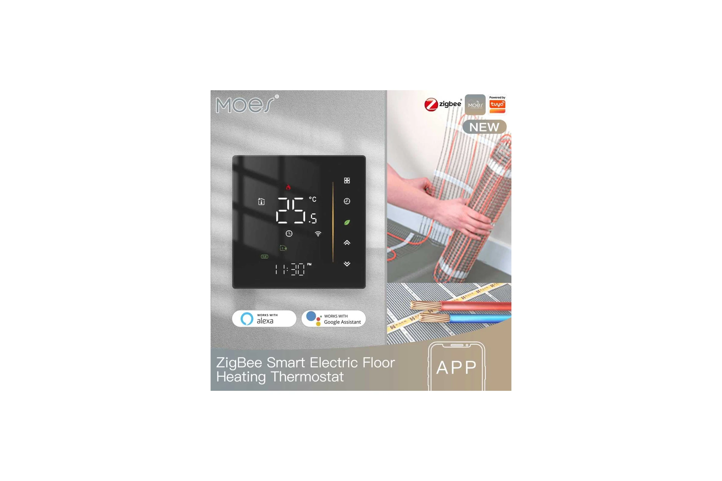 Термостат Zigbee Smart Thermostat Moes ZHT-006-GB-WH-MS