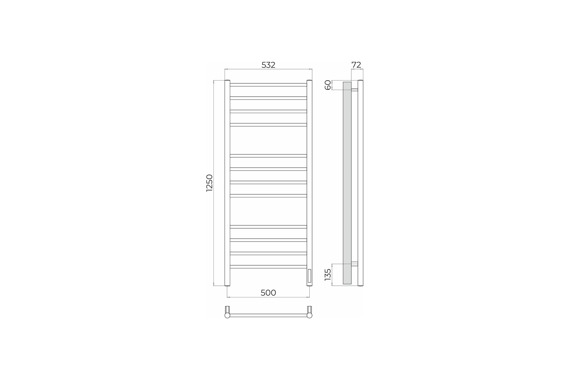 Полотенцесушитель электрический Аврора П12 500x1250 (quick touch) Terminus 4670078544377