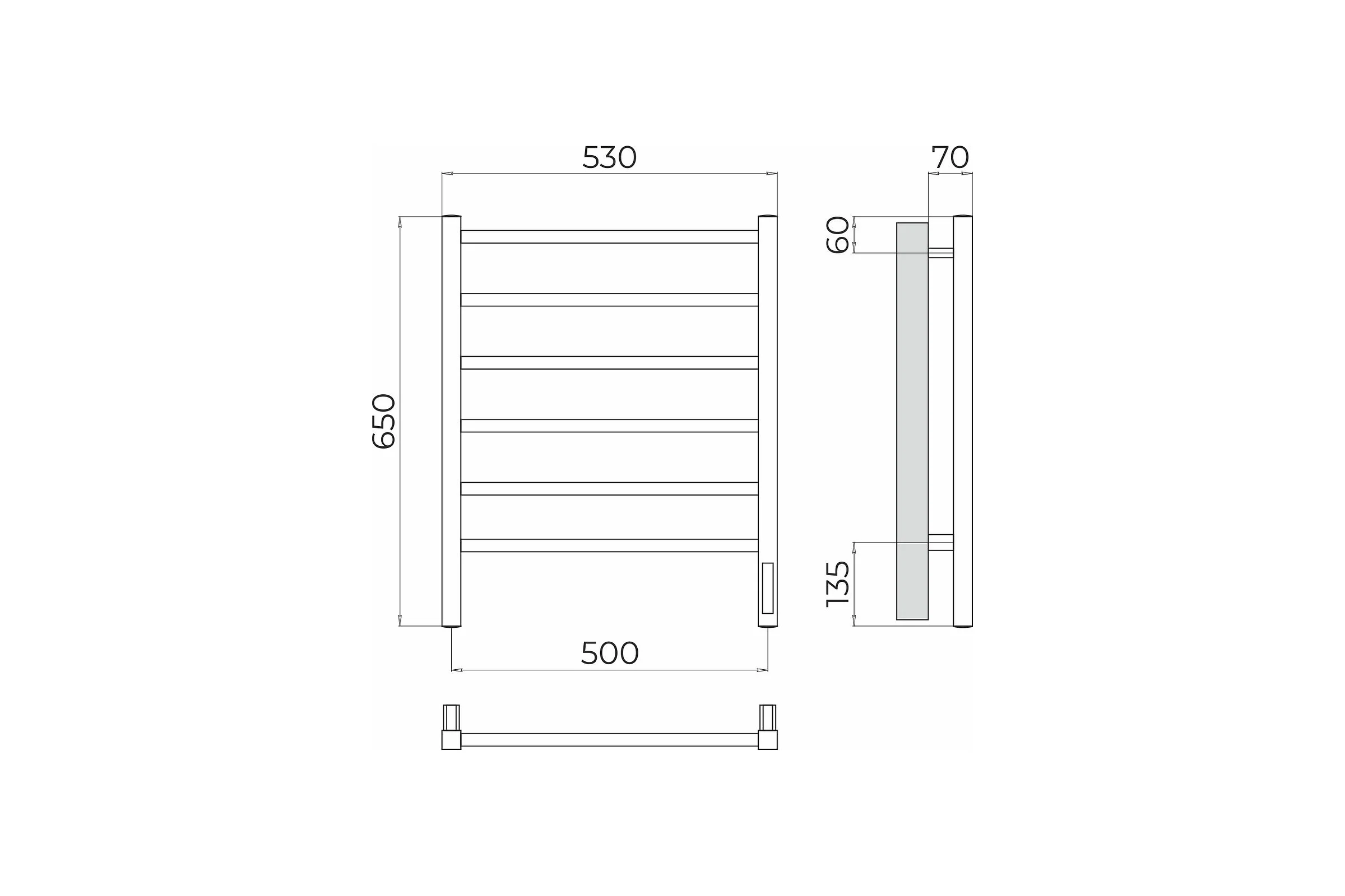 Полотенцесушитель электрический Ватикан П6 500x650 (quick touch) Terminus 4670078544445