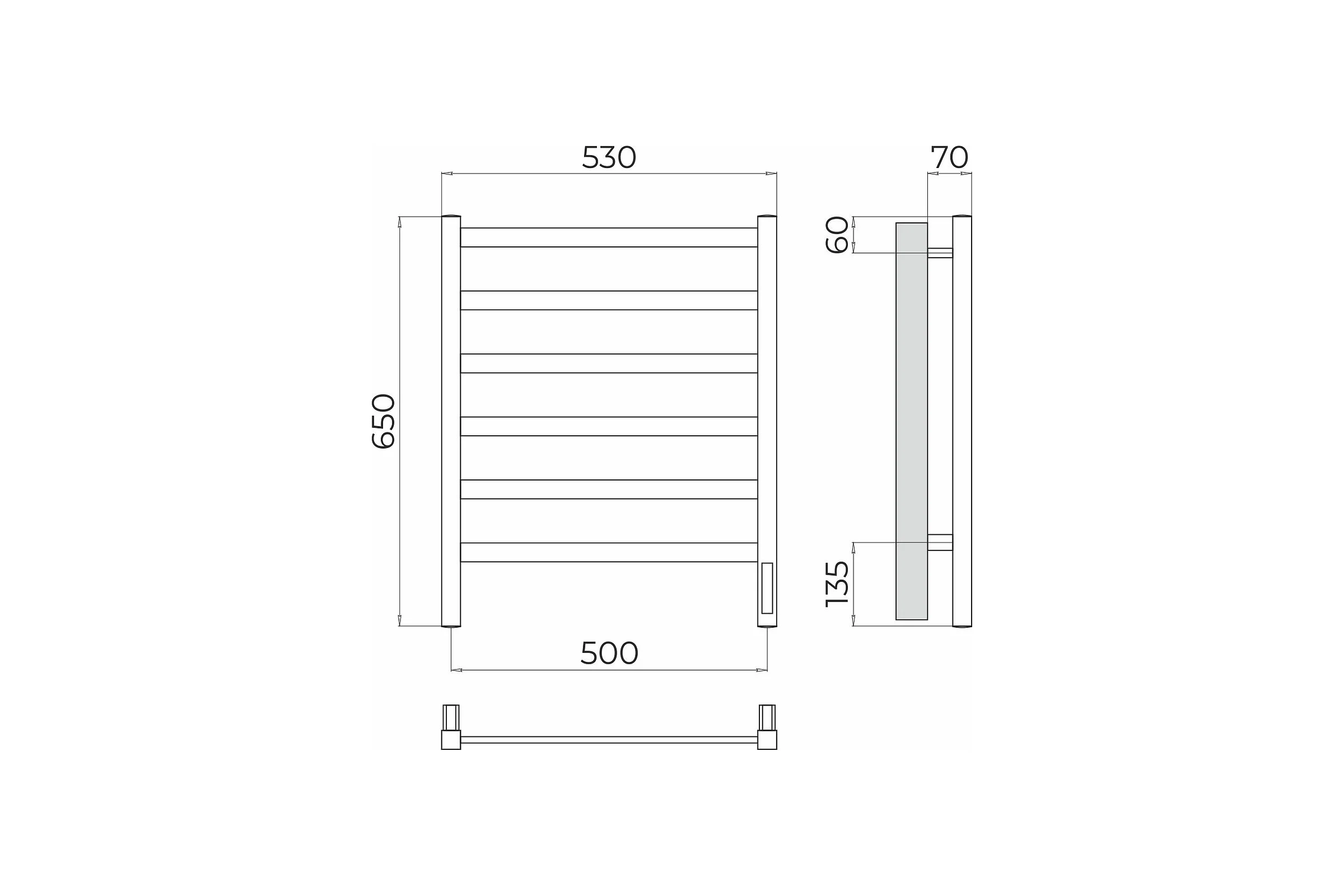 Полотенцесушитель электрический Ното П6 500x650 (quick touch) Terminus 4670078544520