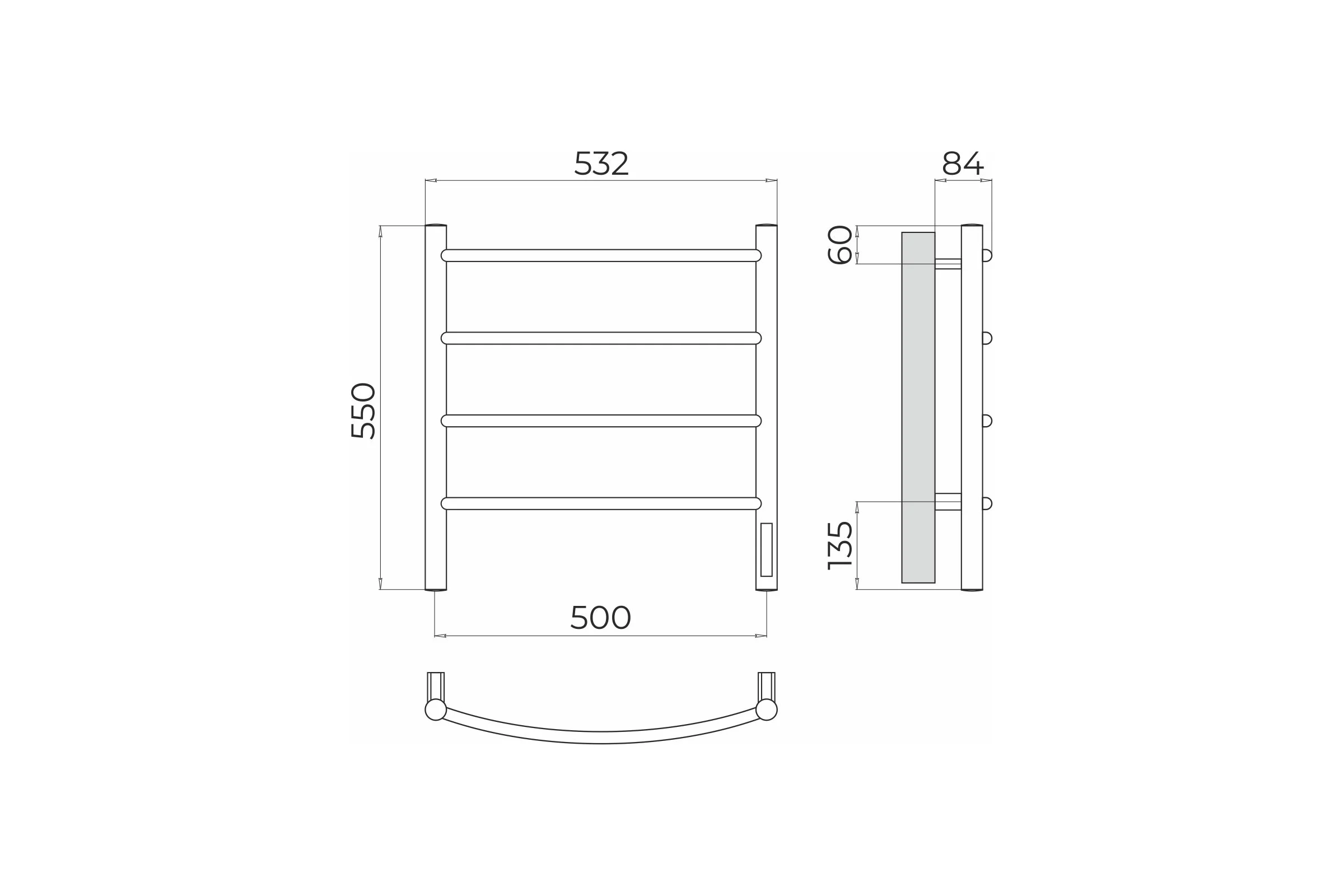 Полотенцесушитель электрический Классик П4 500x550 (quick touch) Terminus 4670078544483
