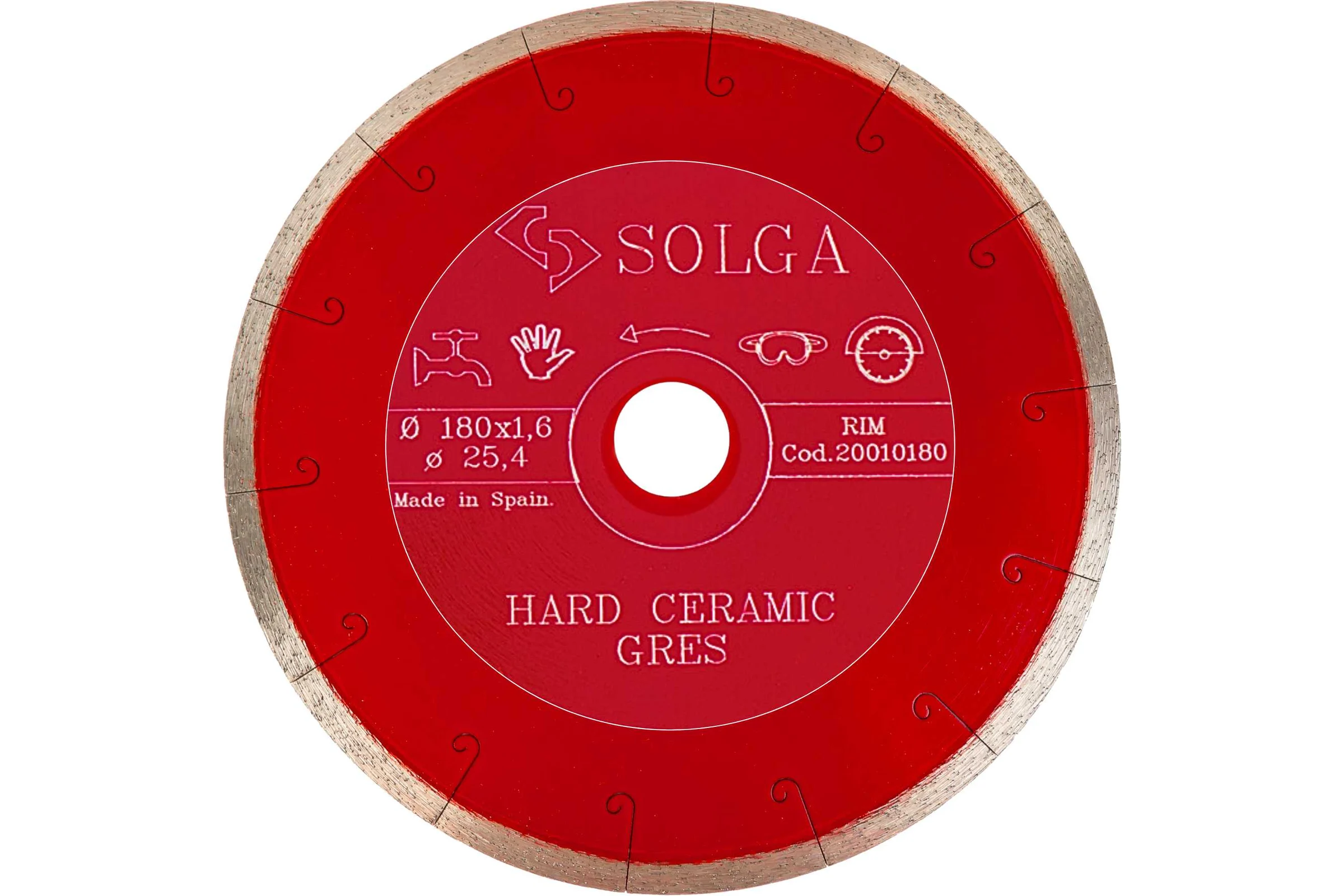 Диск алмазный сплошной (180 мм х 25,4/22,2 мм) HARD CERAMICS Solga Diamant 20010180