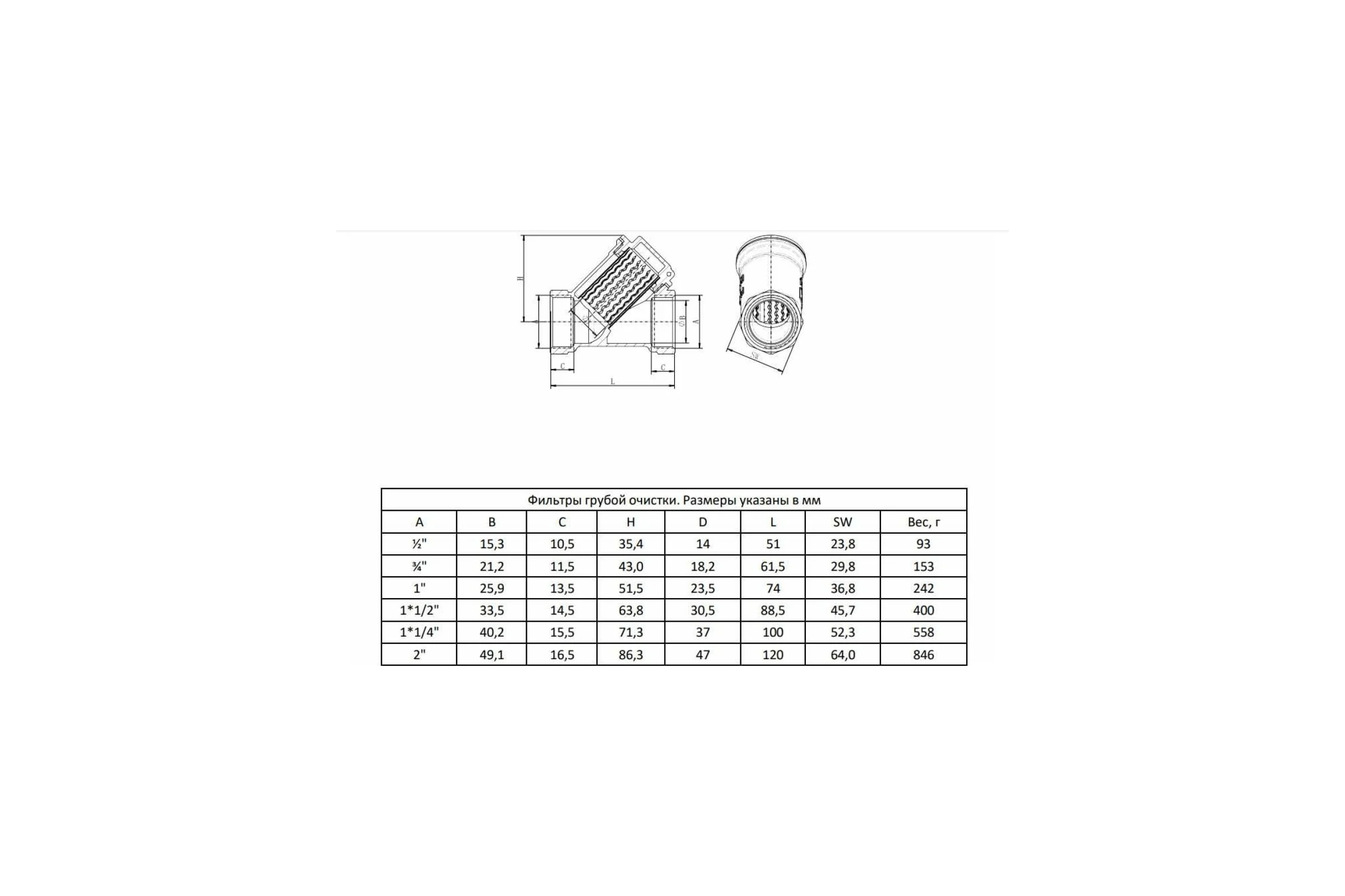 Косой фильтр грубой очистки AquaHit 1" вн-вн, ду25 (9 шт. в уп.) FW.110.06-09