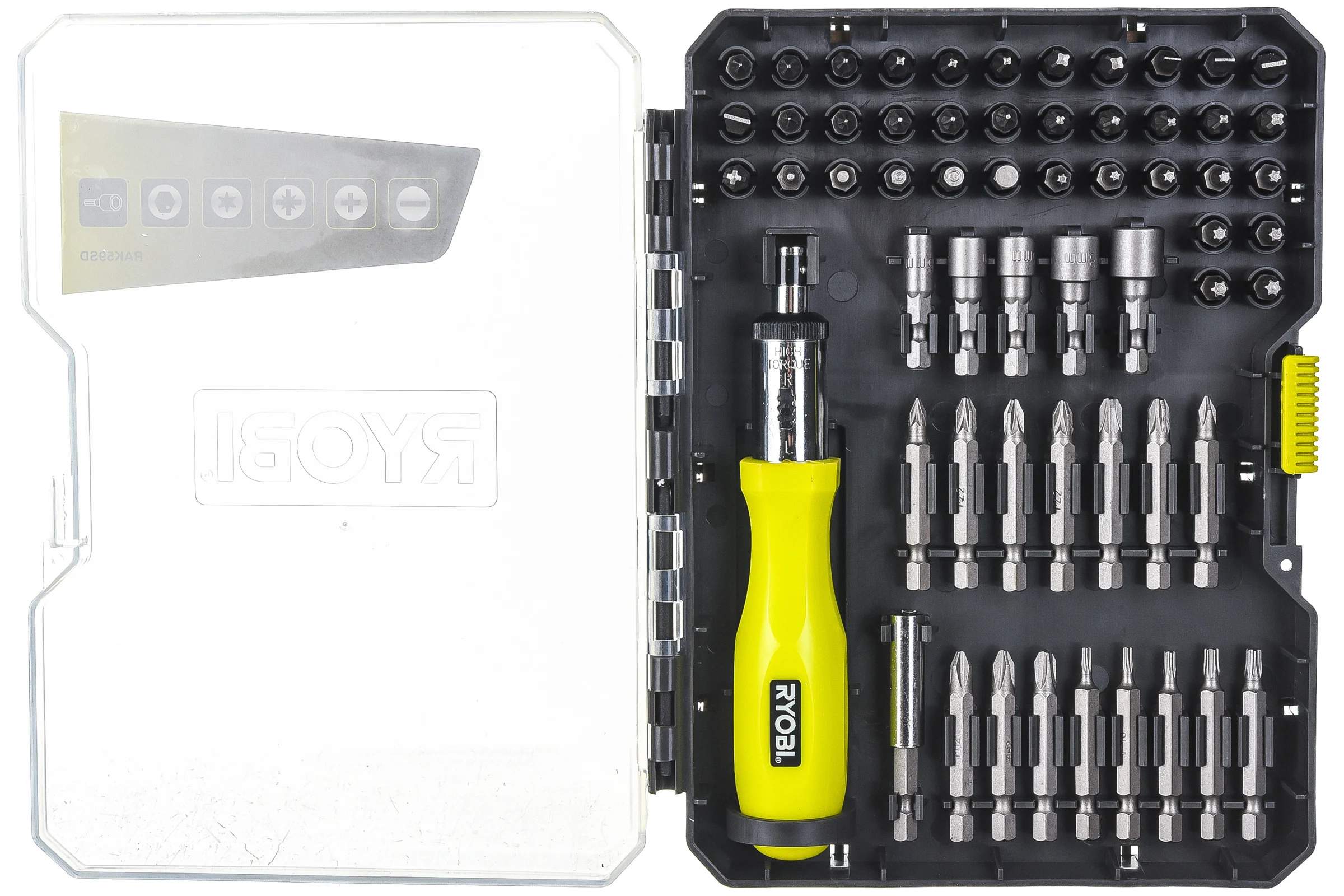 Отвертка с набором бит и торцевых головок 59шт Ryobi RAK59SD 5132002251