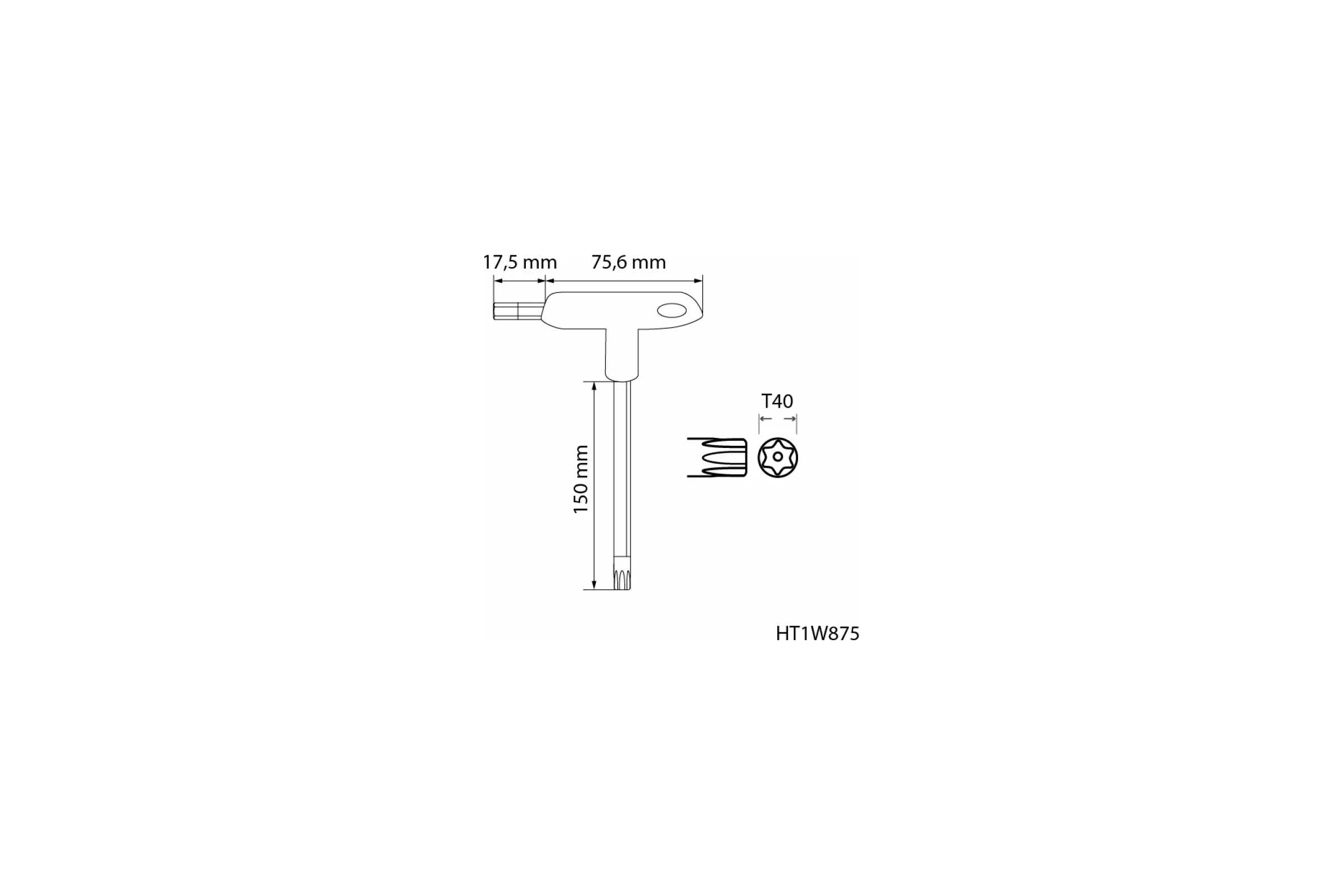 Ключ HOEGERT TECHNIK torx security, тип "Т", длинный, TT40 HT1W875