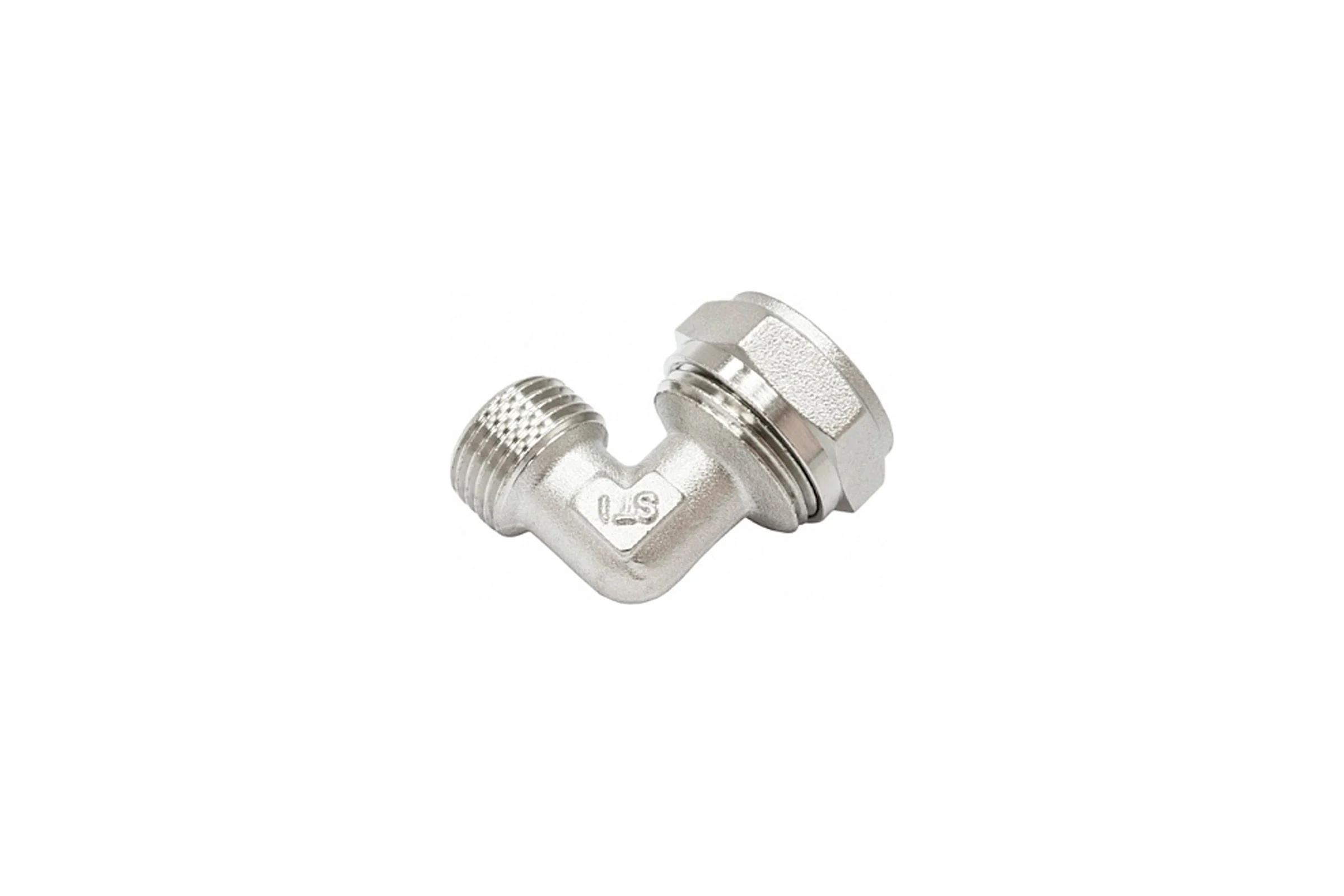 Металлопластиковый обжимной уголок с наружной резьбой STI Ду20x1/2" Ру25 D190-00121