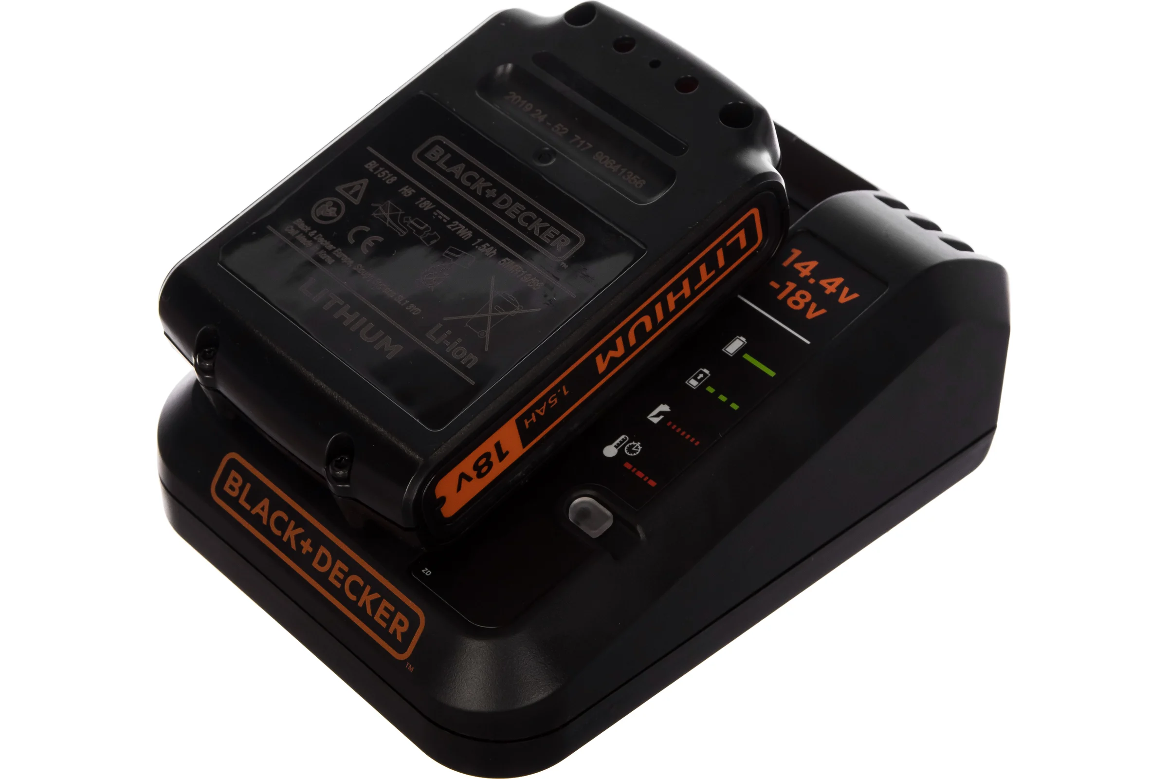 Аккумулятор (18 В; 1.5 А*ч; Li-Ion) + быстрое зарядное устройство 18В Black+Decker BDC1A15