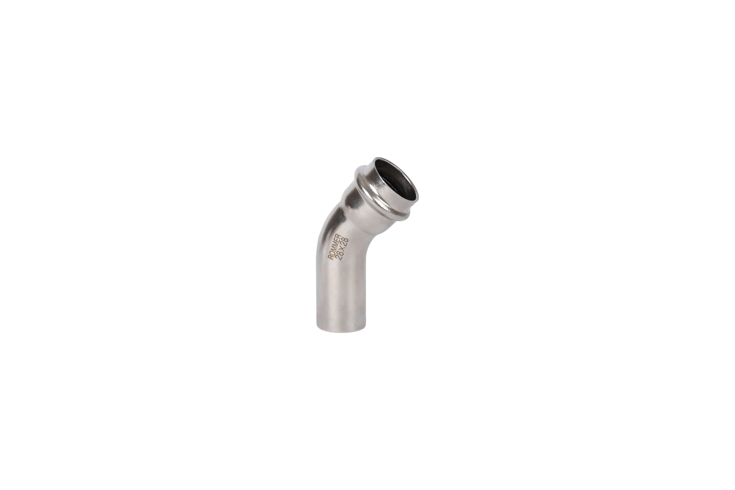 Однораструбный угольник ROMMER 45 впр-нпр, 28, из нержавеющей стали, прессовой Rss-0004-000028 RG0091KSNOAO7V