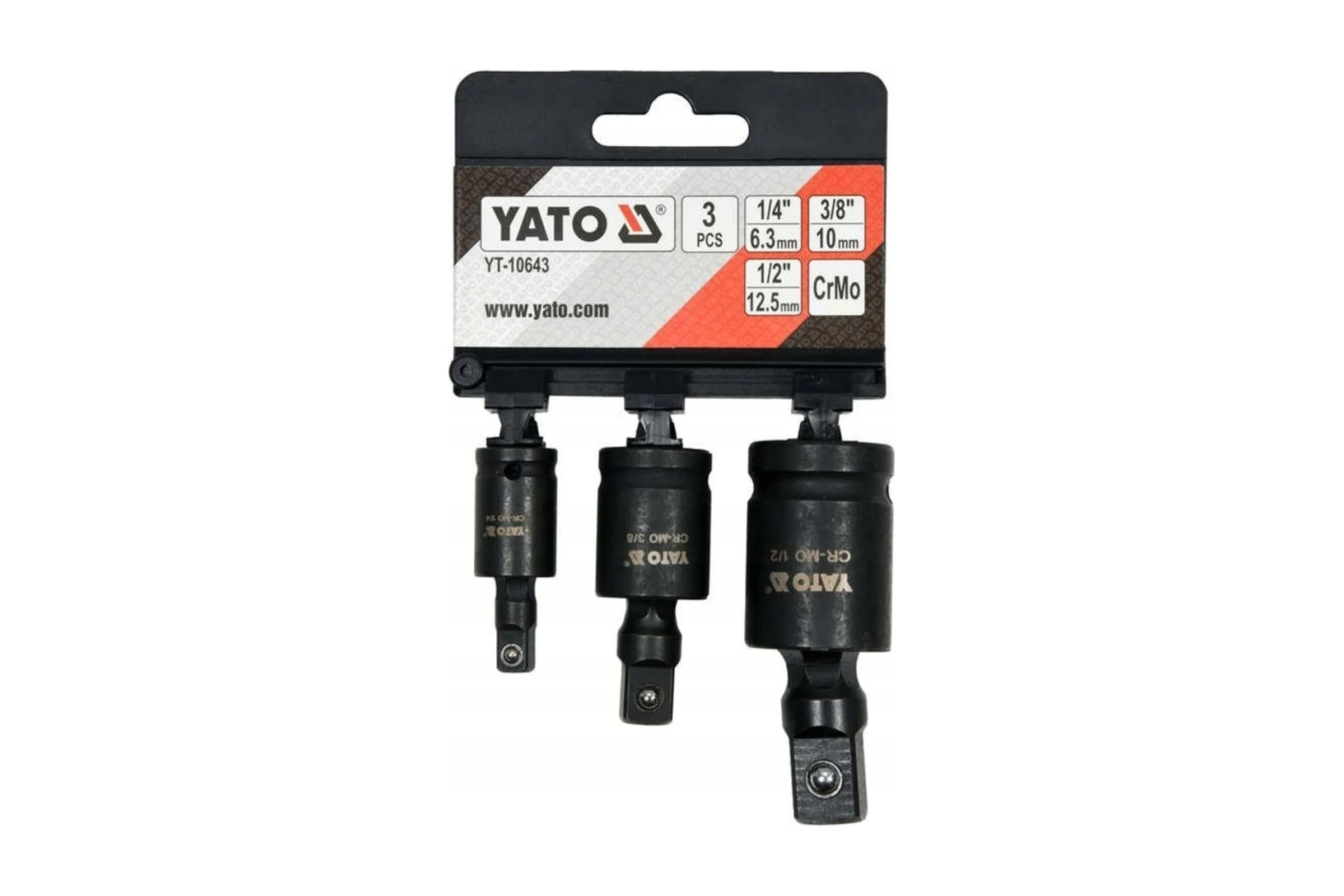 Набор ударных карданов 3 шт, 1/4", 3/8", 1/2" YATO YT-10643