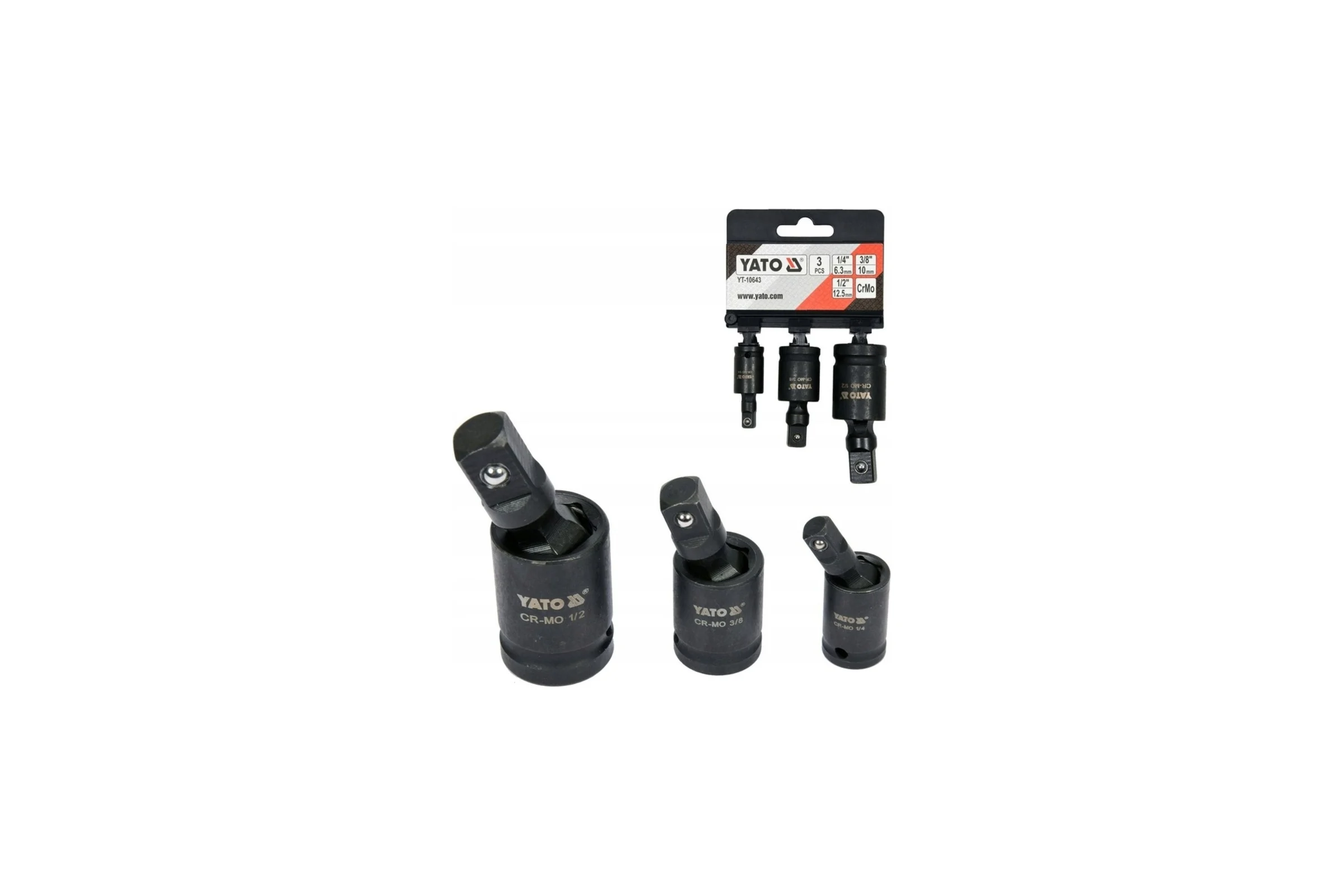 Набор ударных карданов 3 шт, 1/4", 3/8", 1/2" YATO YT-10643
