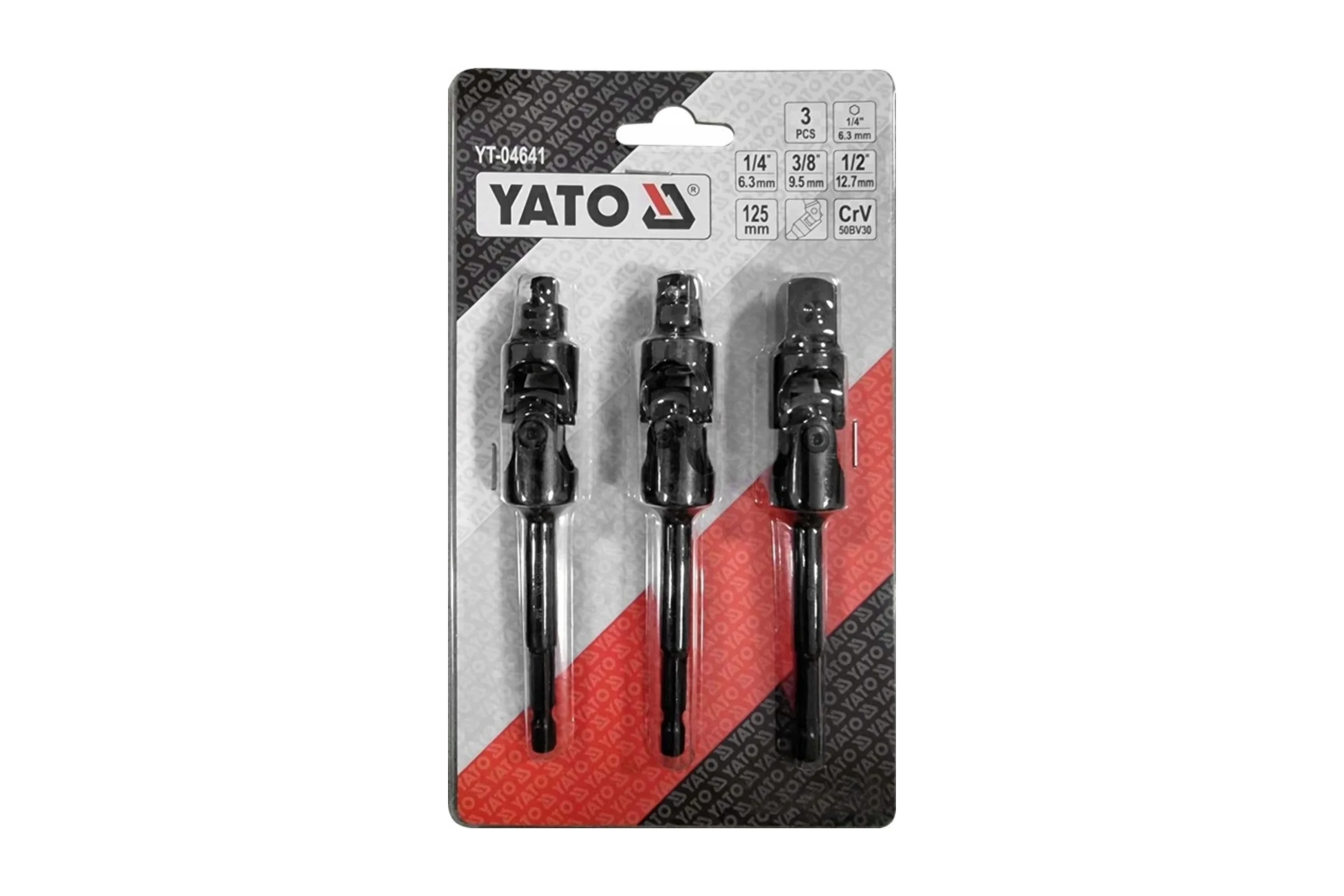 Набор карданных переходников 3 шт,  1/2", 1/4", 3/8" YATO YT-04641