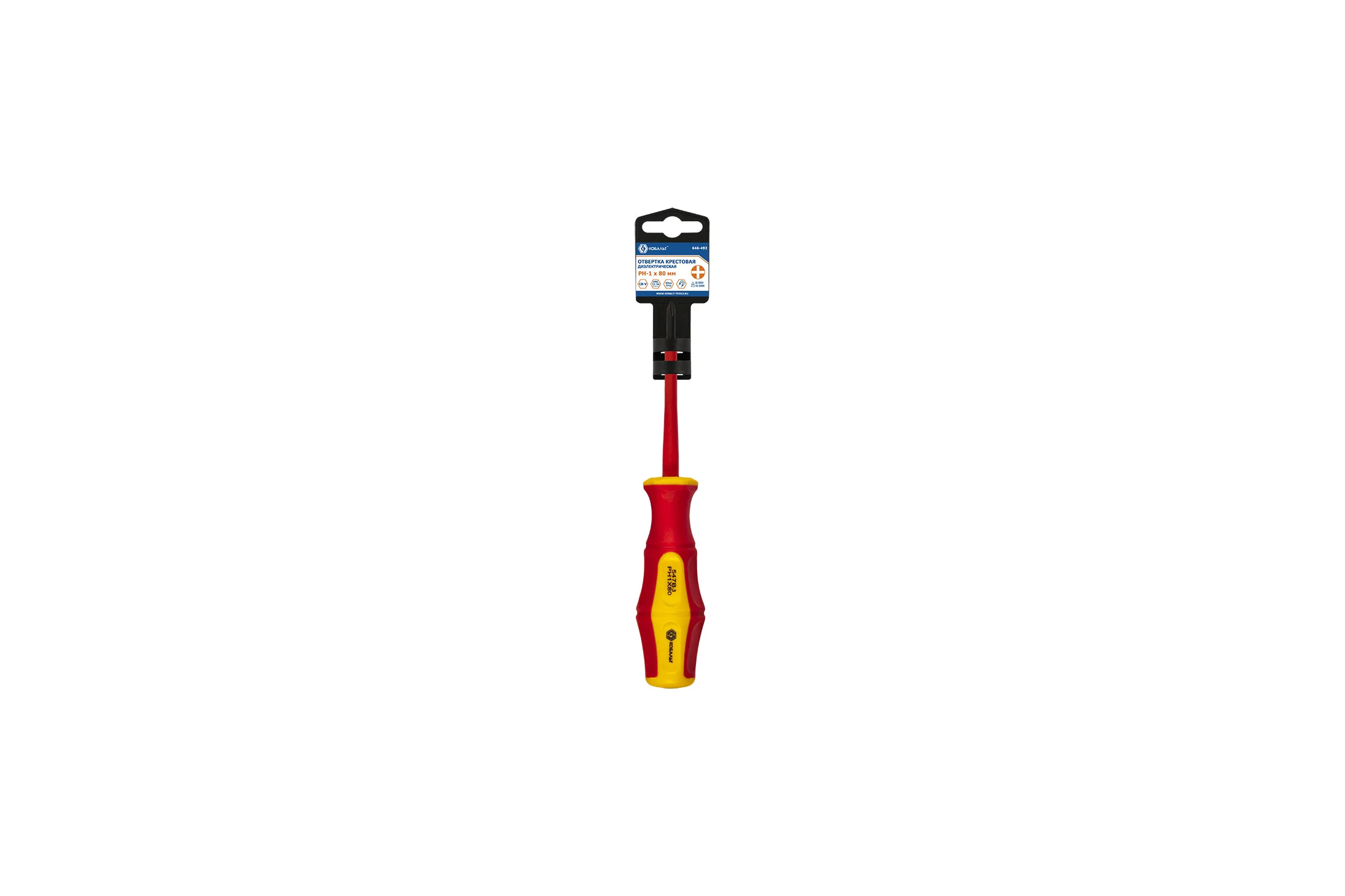 Отвертка диэлектрическая Ultra Grip PH-1 х 80 мм CR-V КОБАЛЬТ 646-492