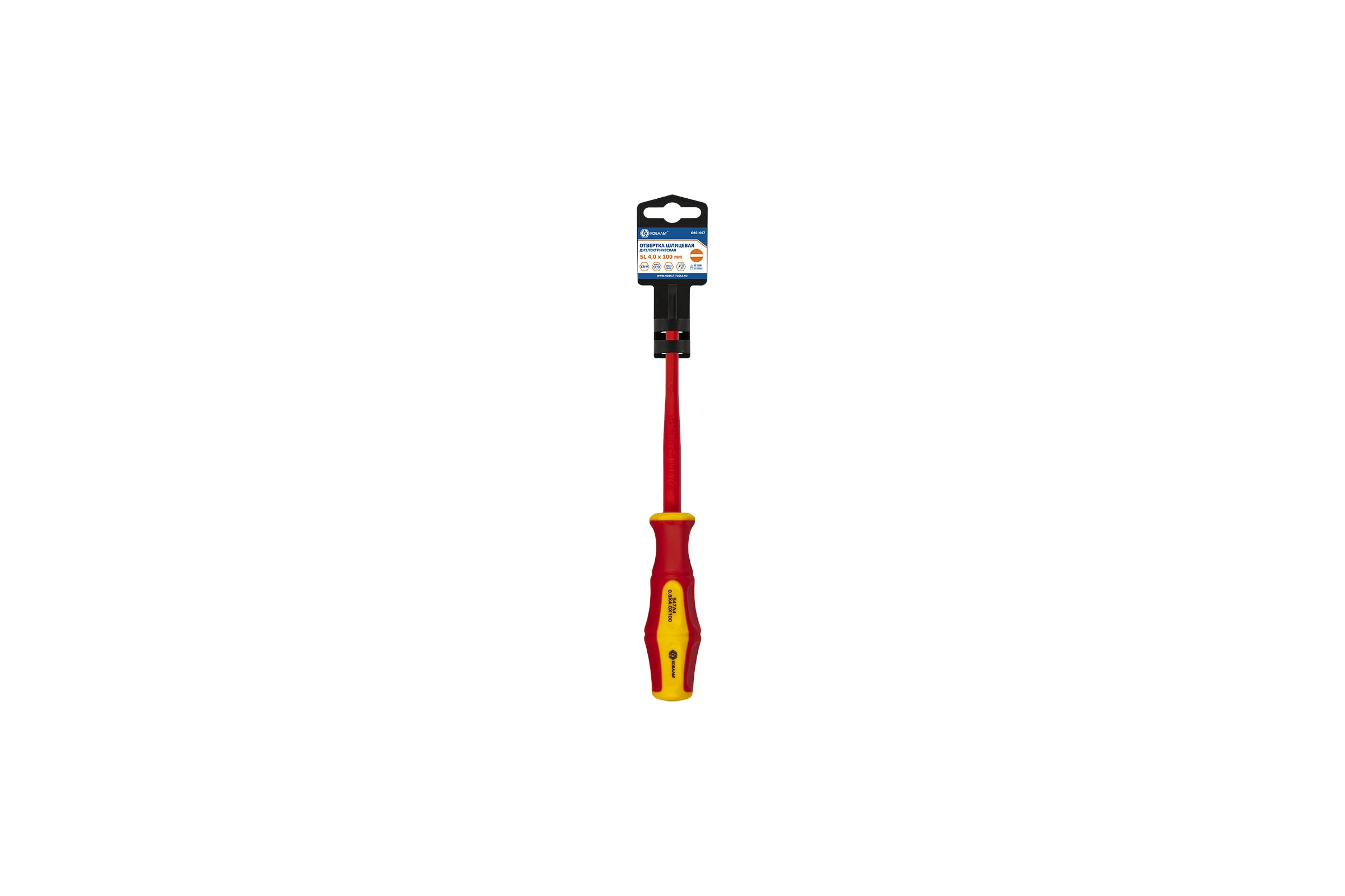 Отвертка диэлектрическая Ultra Grip SL 4,0 х 100 мм CR-V КОБАЛЬТ 646-447