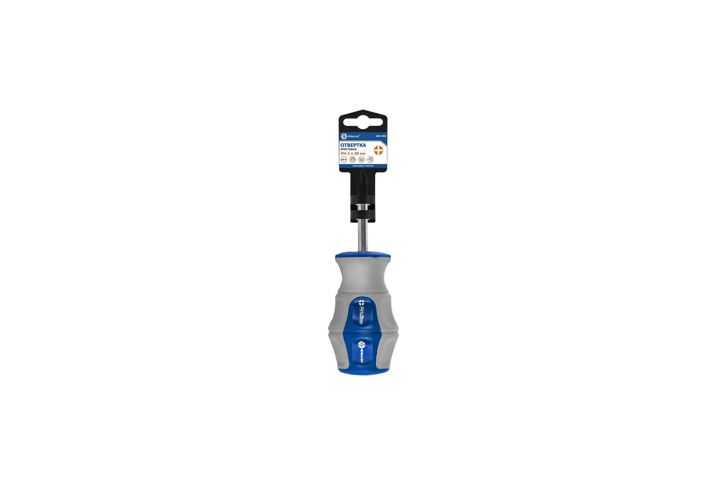 Отвёртка Ultra Grip PH-1 х 38 мм CR-V КОБАЛЬТ 646-386