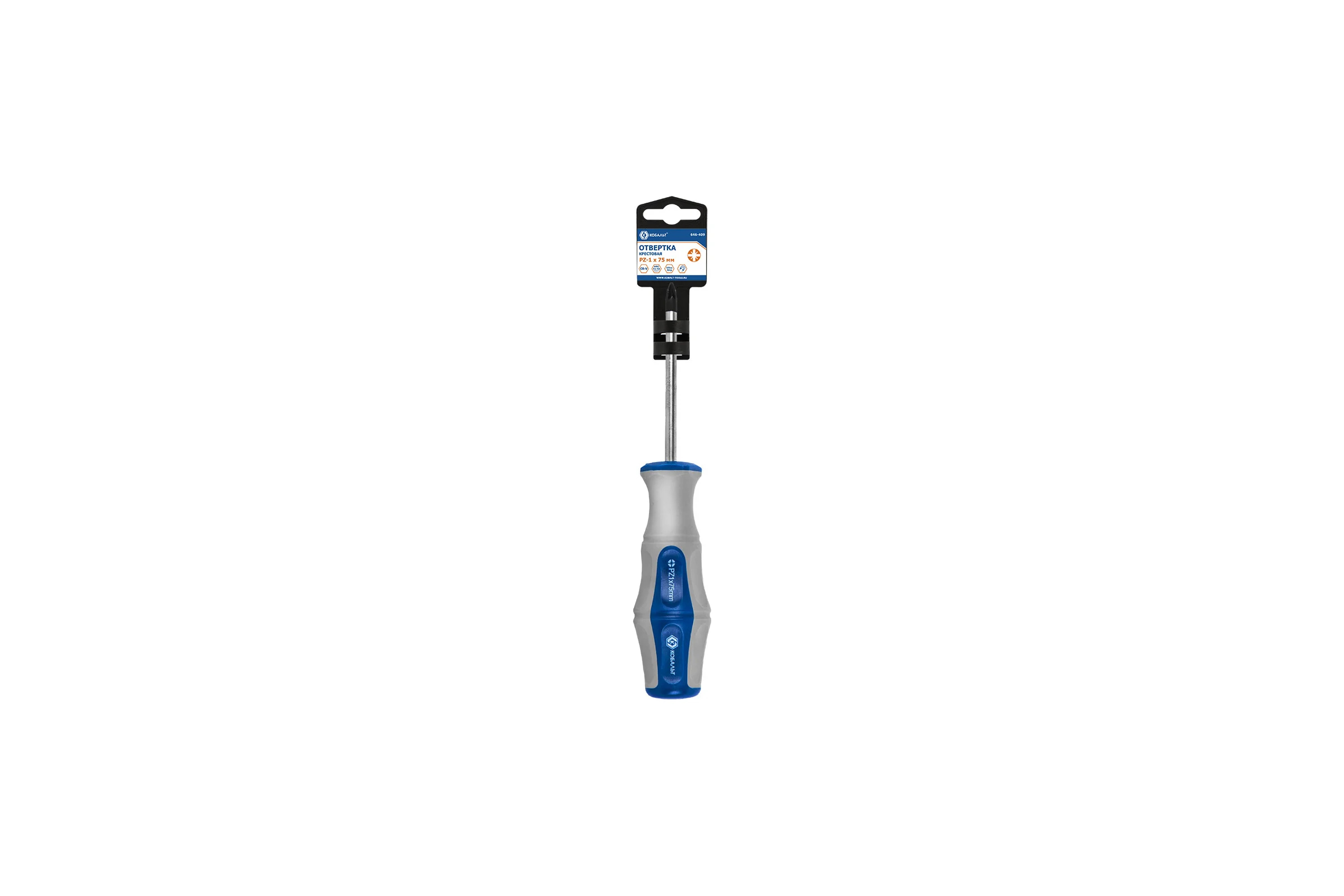 Отвёртка Ultra Grip PZ-1 х 75 мм CR-V КОБАЛЬТ 646-409