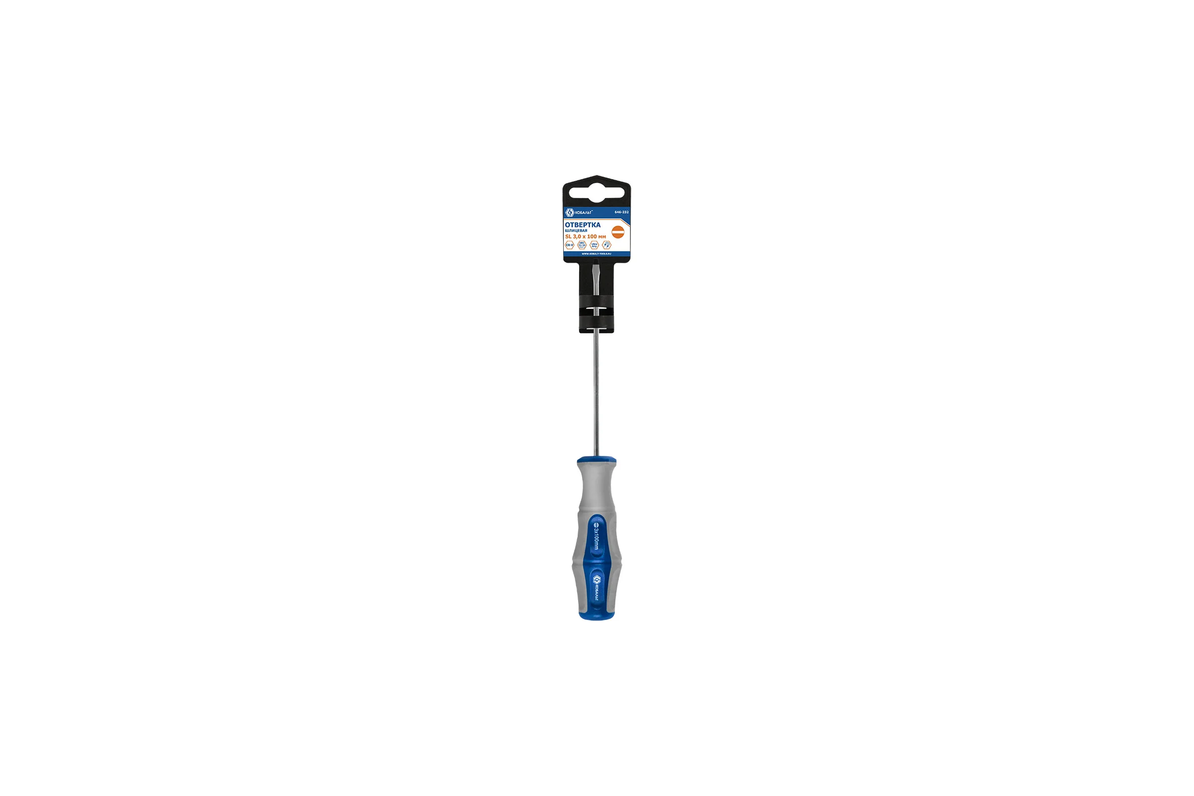 Отвёртка Ultra Grip SL 3 х 100 мм CR-V КОБАЛЬТ 646-232