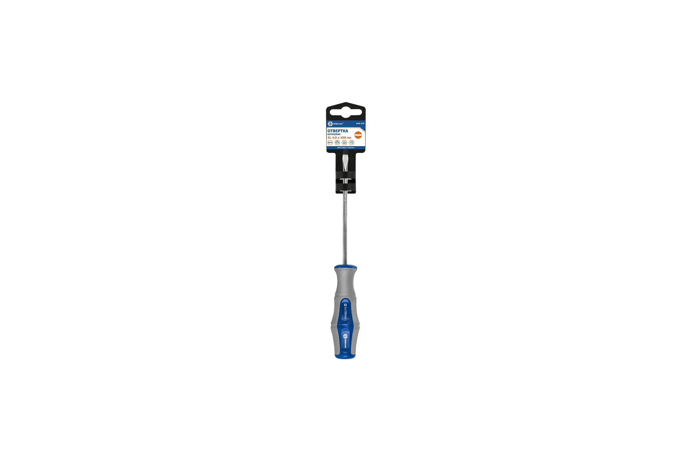 Отвёртка Ultra Grip SL 4  х 100 мм CR-V КОБАЛЬТ 646-249