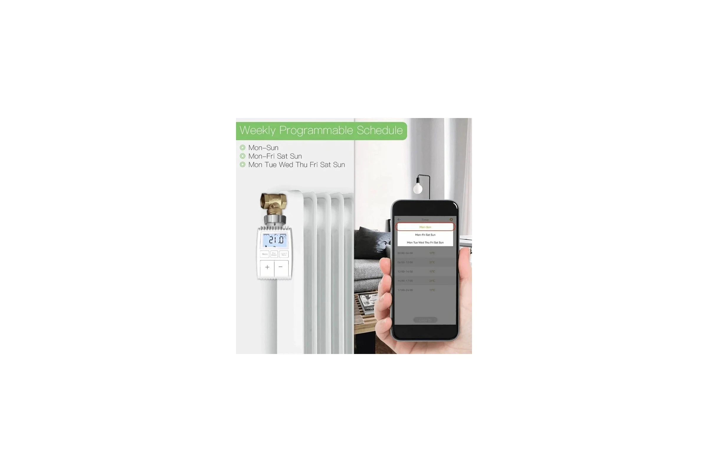 Термостатическая головка Moes Temperature Controller Zigbee, AA 2 шт х 1.5 V, наклад ZTRV-ZX-TV01