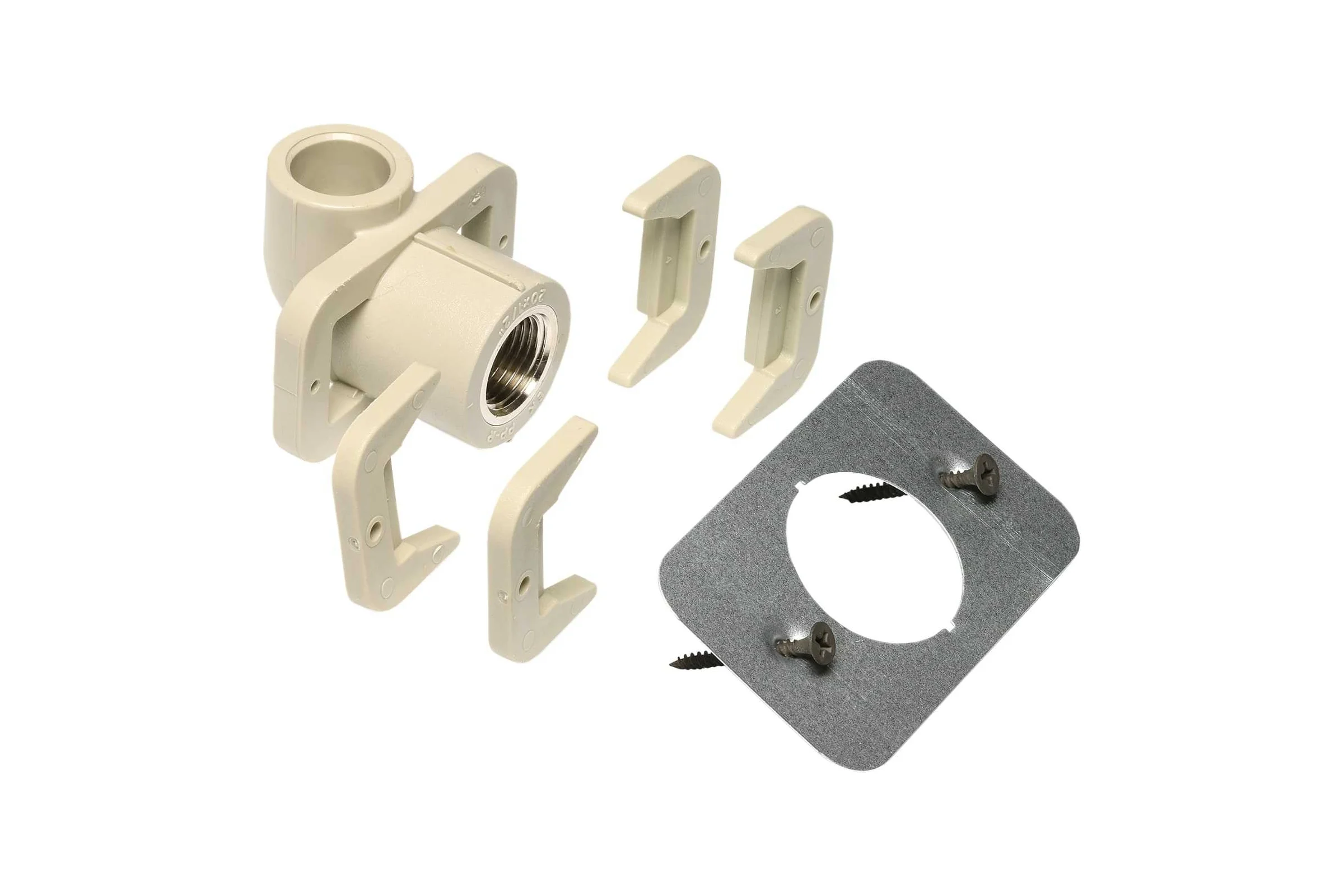 Колено WAVIN EKOPLASTIK настенное PP-R 20x1/2' РВ, для гипсокартона, EK SNKS020SXX
