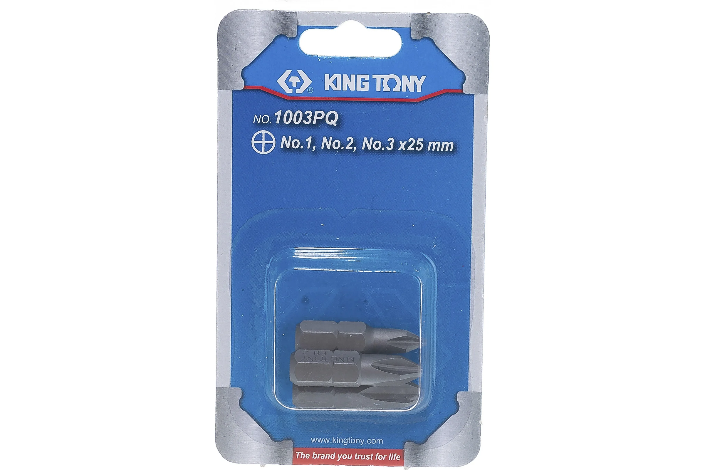 Набор вставок (бит) 1/4", крестовые, №1, №2, №3, 3шт KING TONY 1003PQ