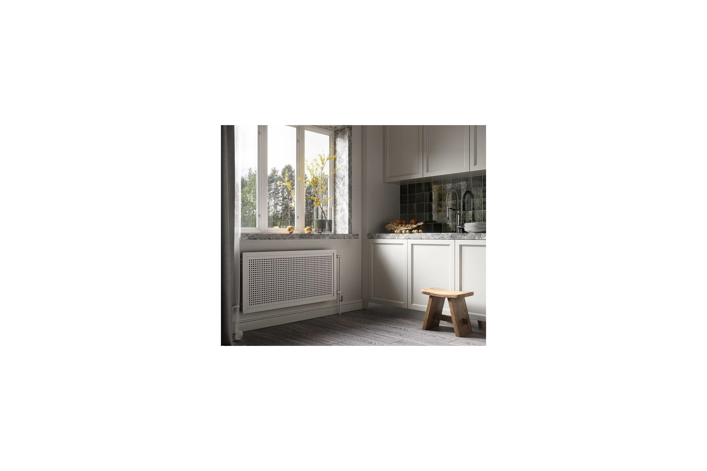 Декоративный экран для радиаторов и батарей Cosca Decor Стандарт 570x1170 мм, белый, квадро 10-20, рамка СПБ004357
