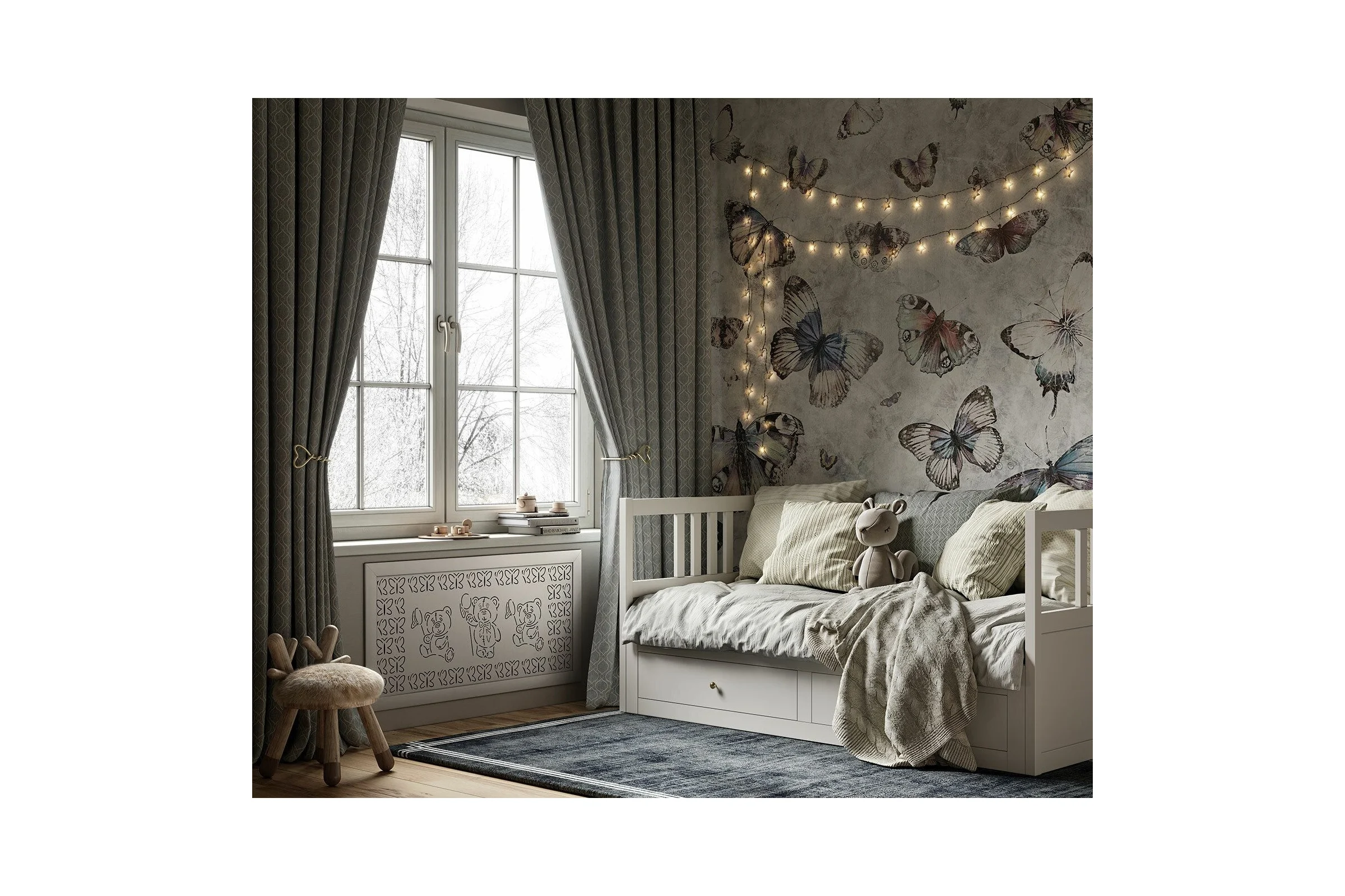 Экран для радиатора Cosca Decor Fresa перфорация, мишки, 600x1200 мм, белый СПБ072555