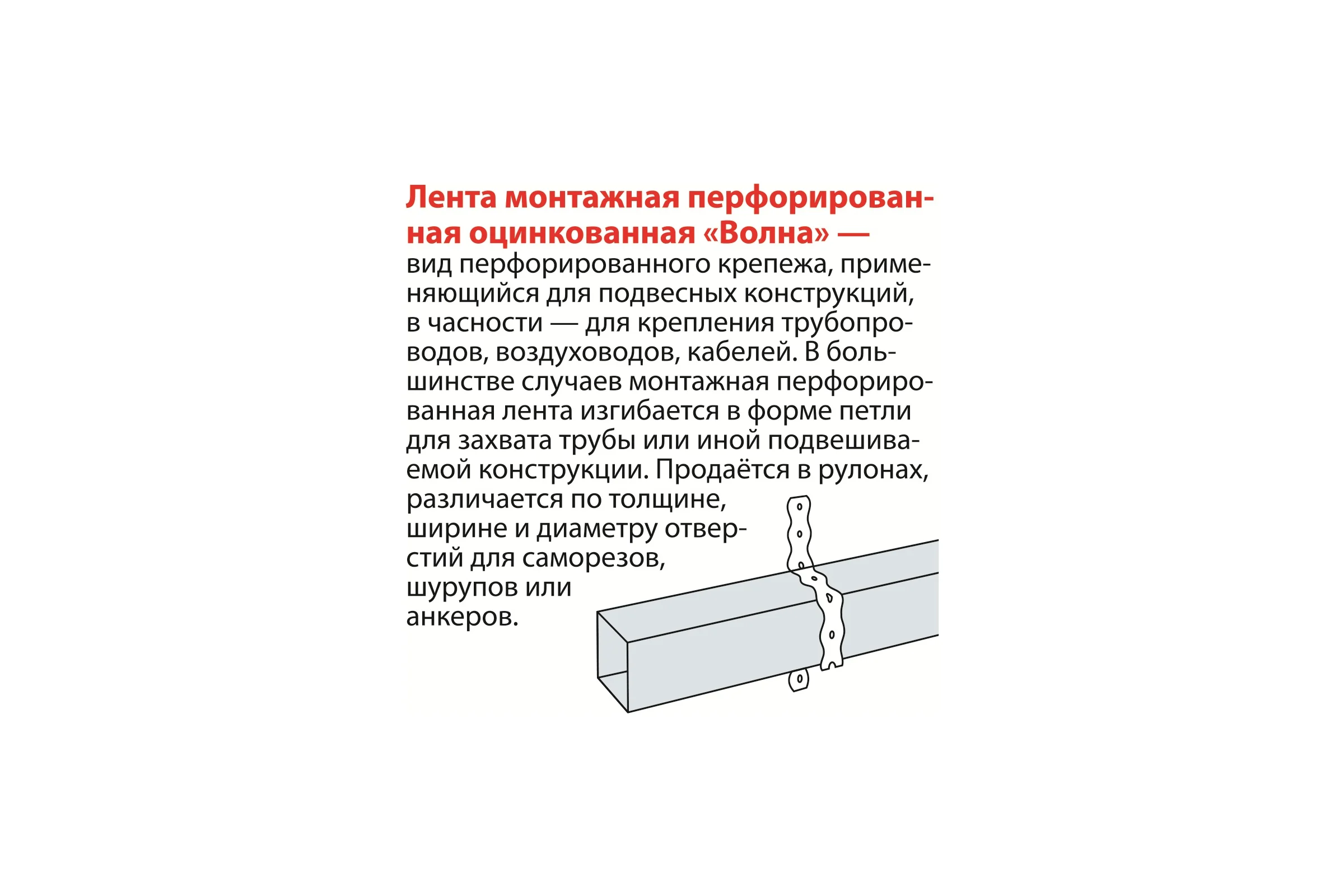 Монтажная перфорированная оцинкованная лента, волна 0.55х17, бухта 25м ГОСКРЕПЕЖ КР.090441