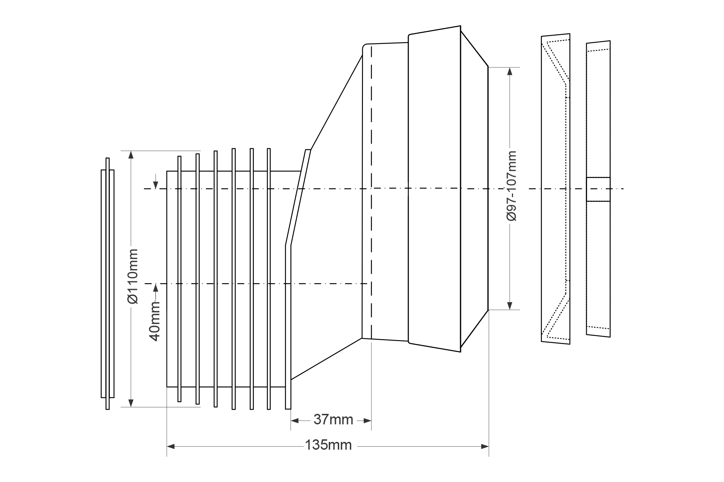 Фановая труба McAlpine c 40 мм смещением (135мм) MRWC-MAC5