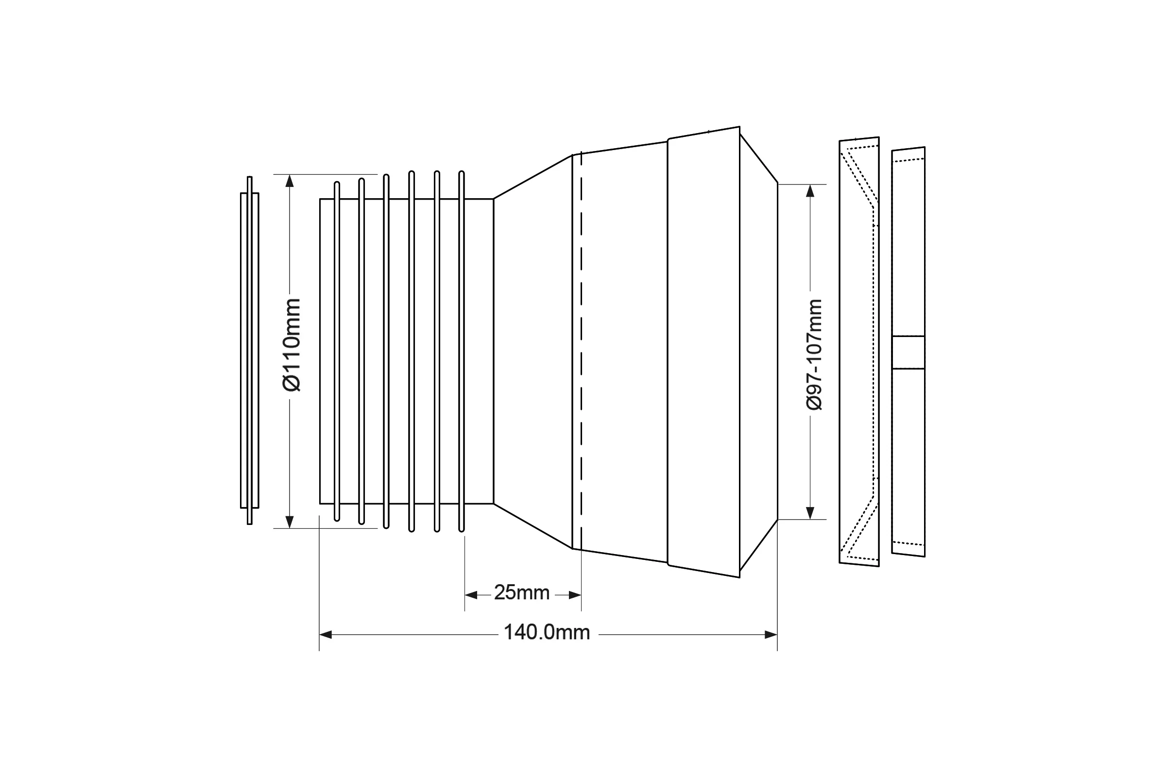 Фановая труба McAlpine прямая, 140 мм MRWC-MAC1