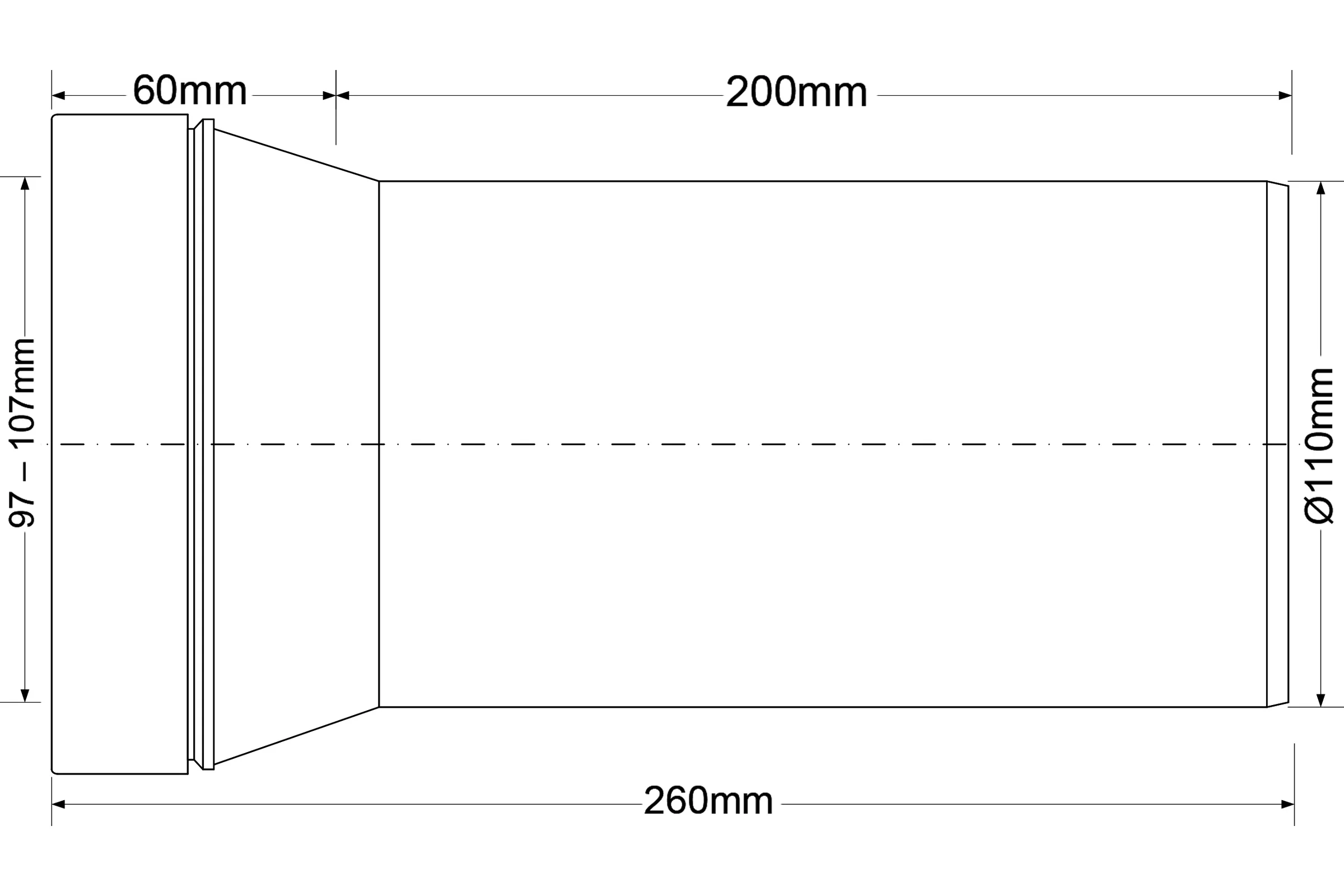 Фановая труба McAlpine прямая, 260 мм., гладкая MRWC3