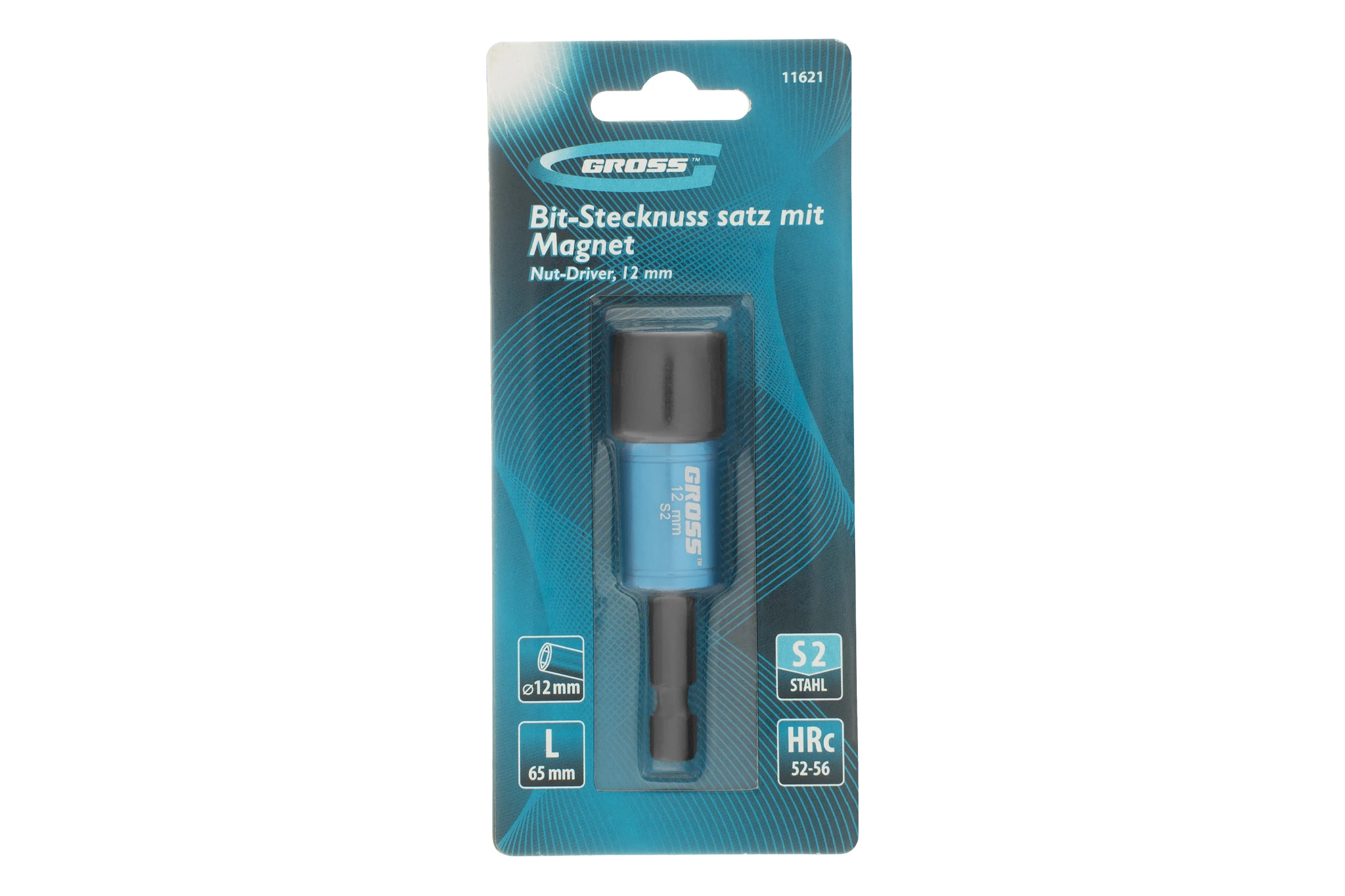 Бита с торцевой головкой магнитная GROSS Nut-Driver, 12 мм, S2// 11621
