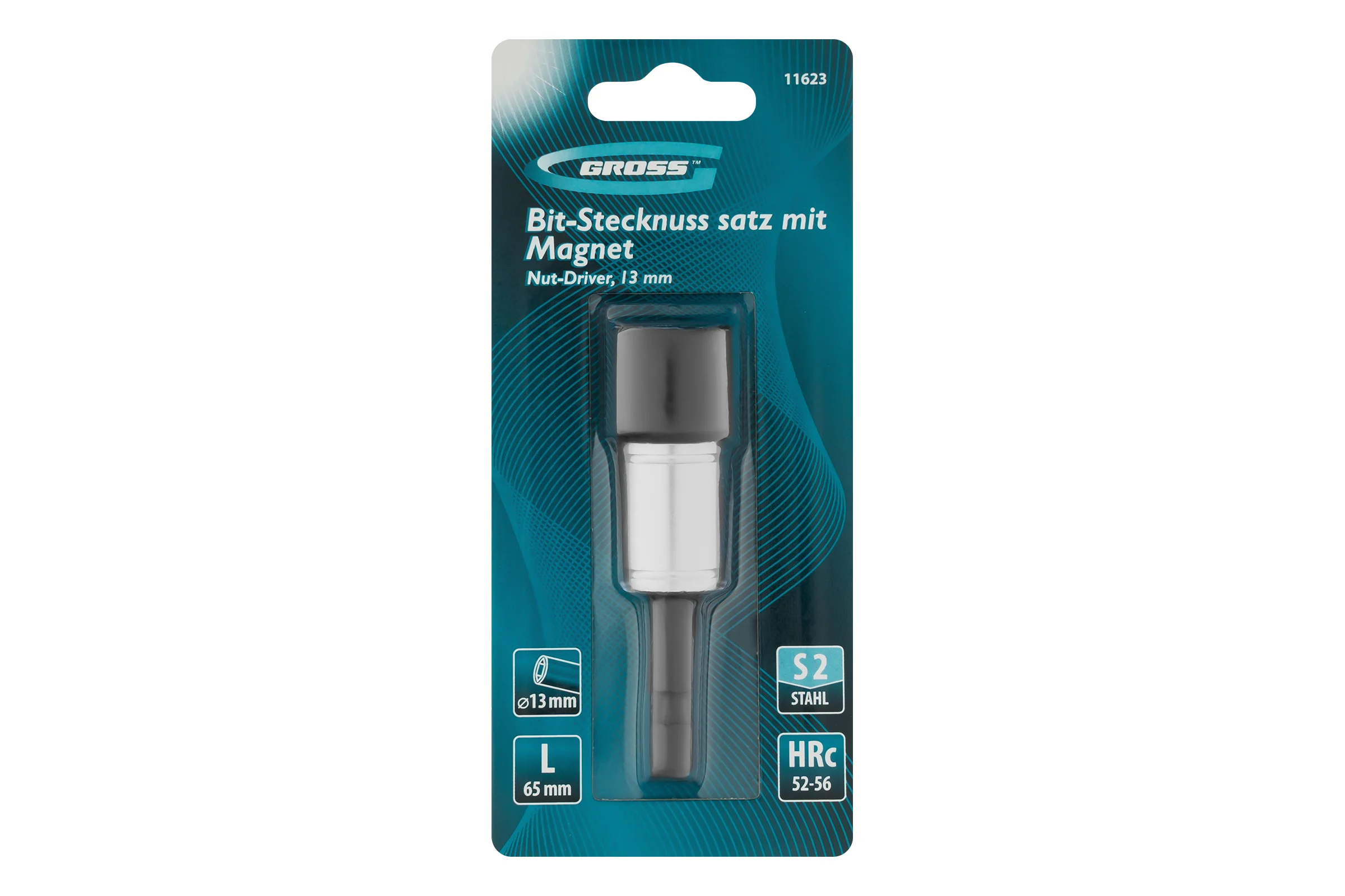 Бита с торцевой головкой, магнит. Nut-Driver, 13 мм, GROSS S2// 11623