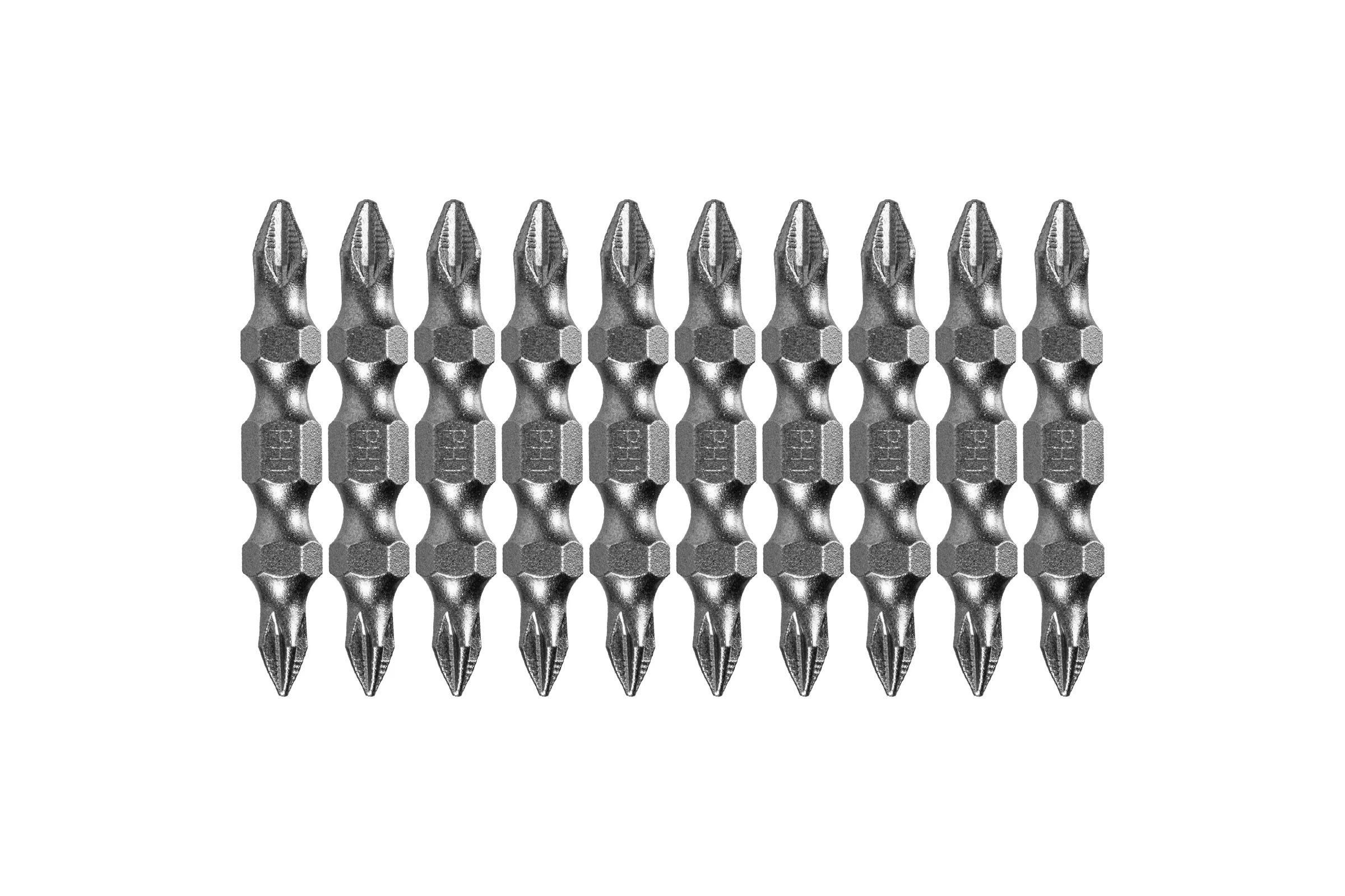 Набор бит двухсторонних PH2-PH1, 45 мм, сталь S2, 10 шт Denzel 11674