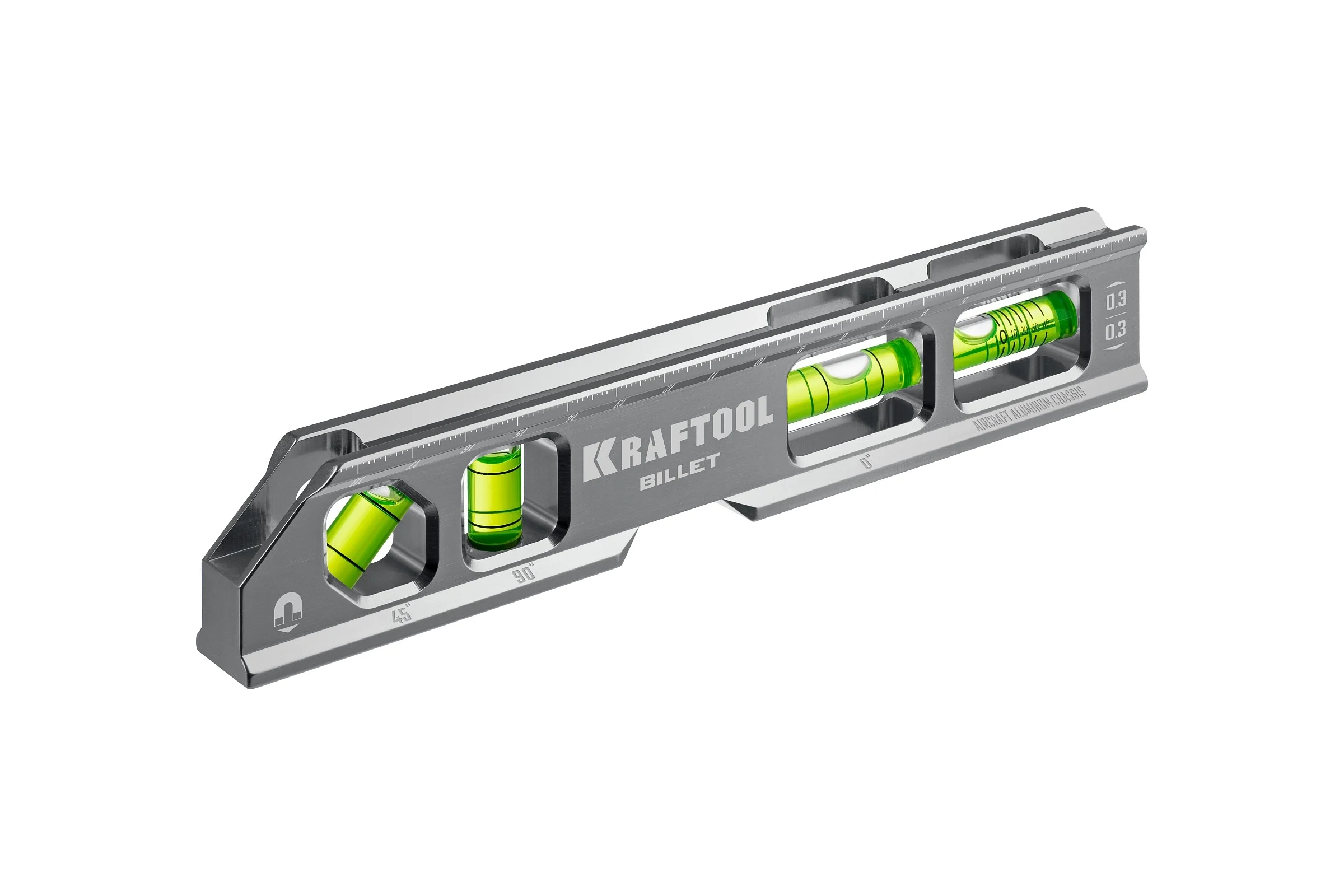 брусковый магнитный уровень KRAFTOOL Billet 8-в-1 20 см 34790