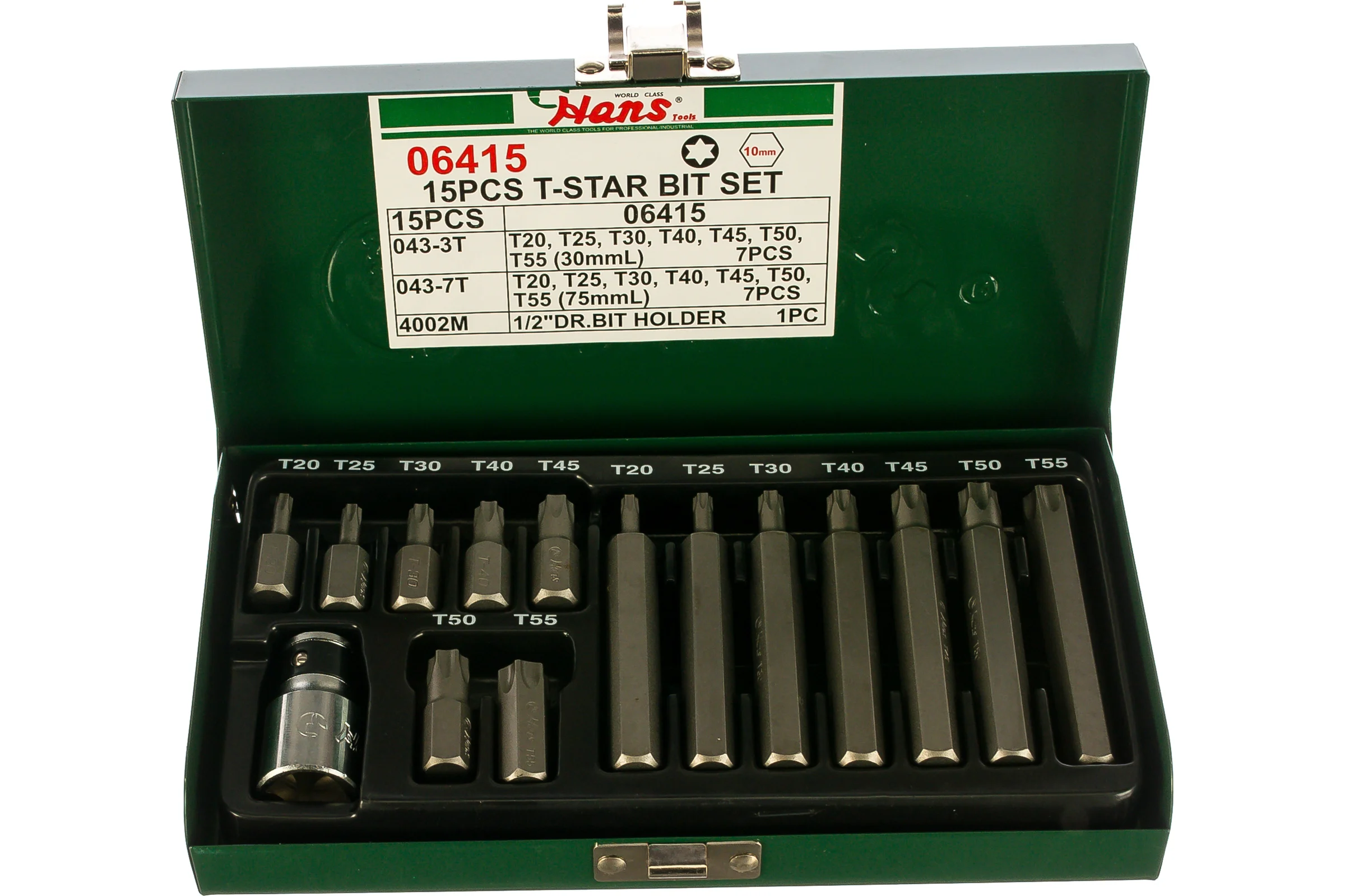 Комплект бит TORX (15 предметов) Hans 6415