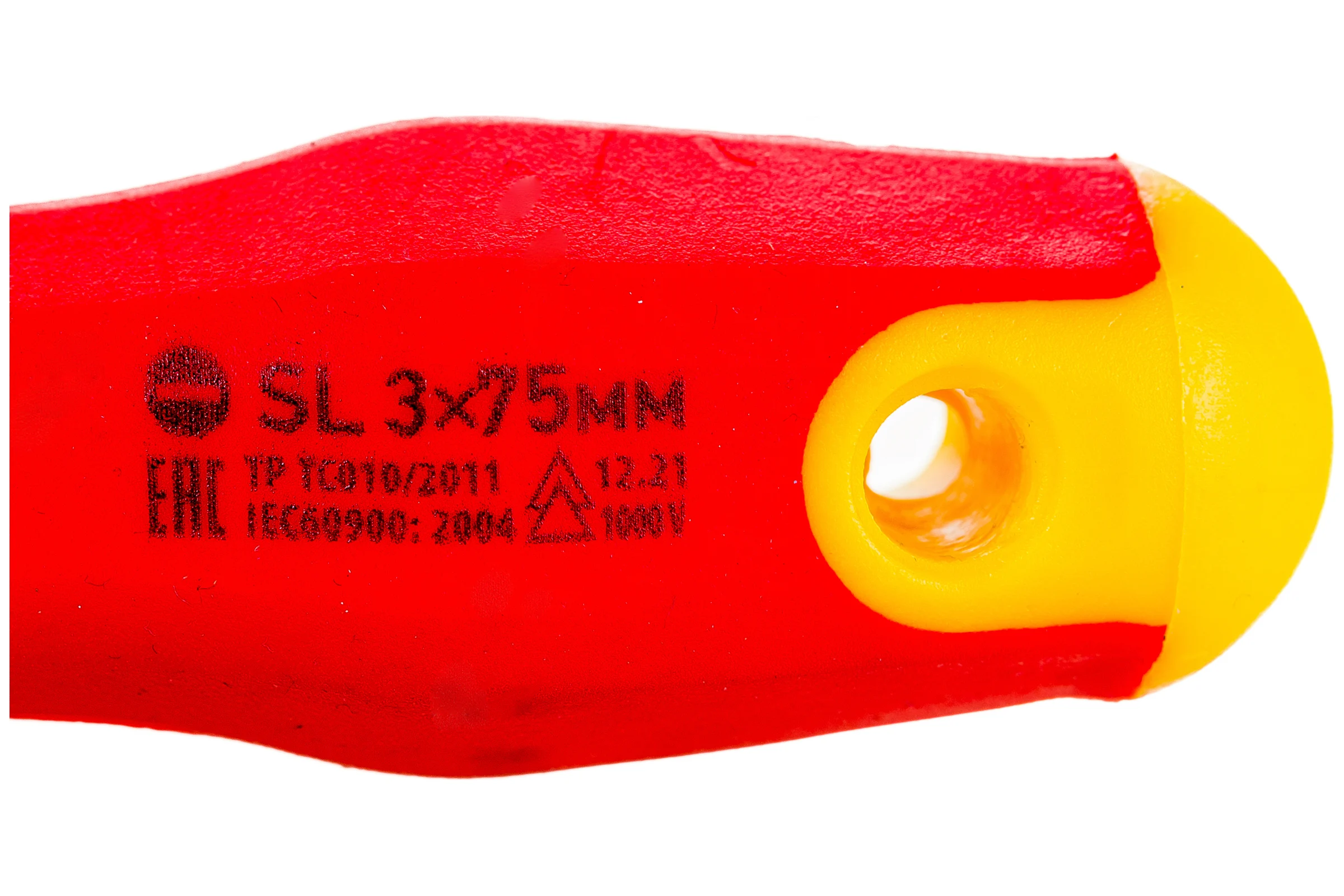 Диэлектрическая отвертка СИБРТЕХ SL3*75mm CrV, до 1000В, двухкомпонентная рукоятка// 12931