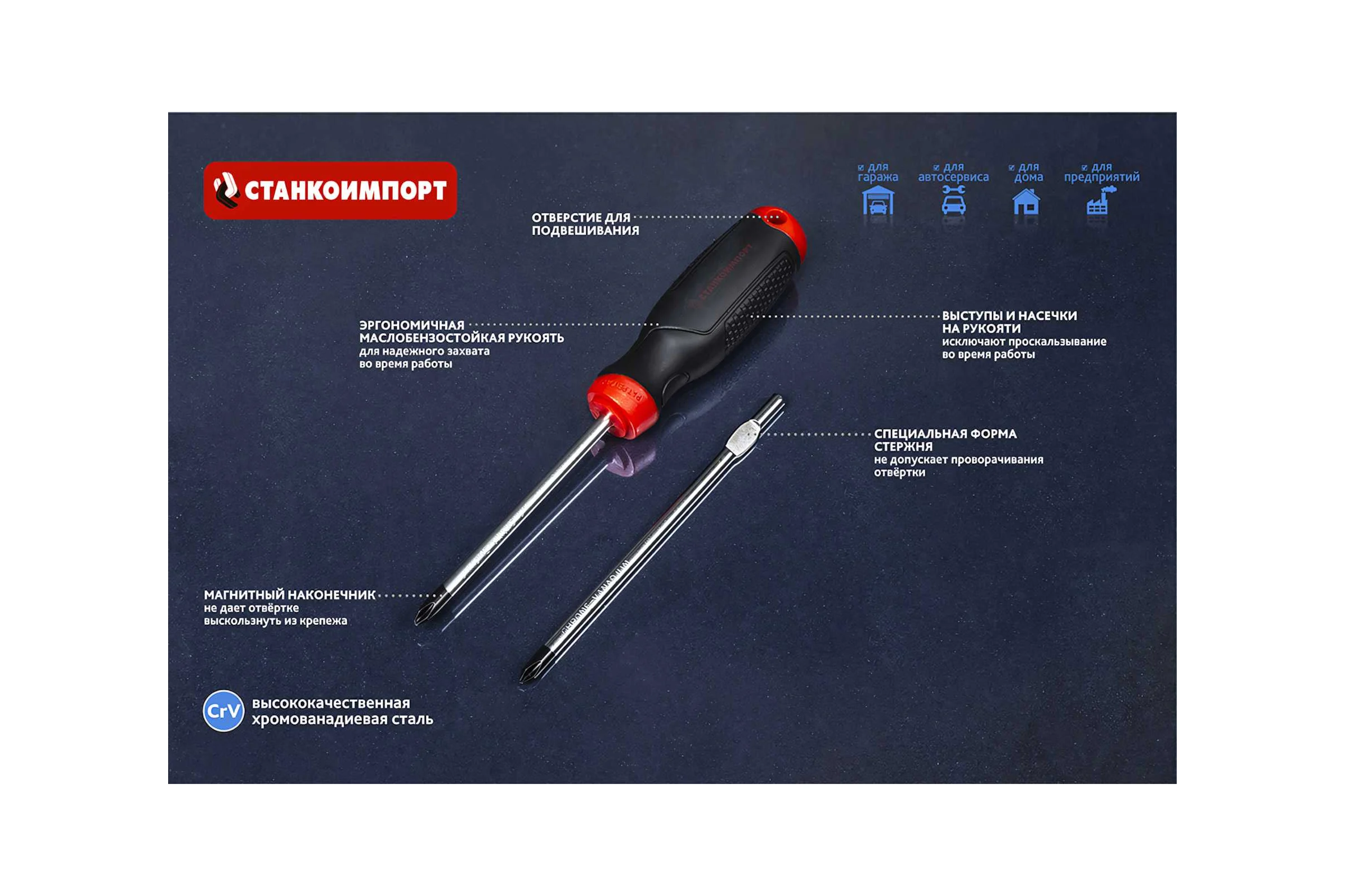 Шлицевая отвертка Станкоимпорт SL3x100 CS-30.4.2