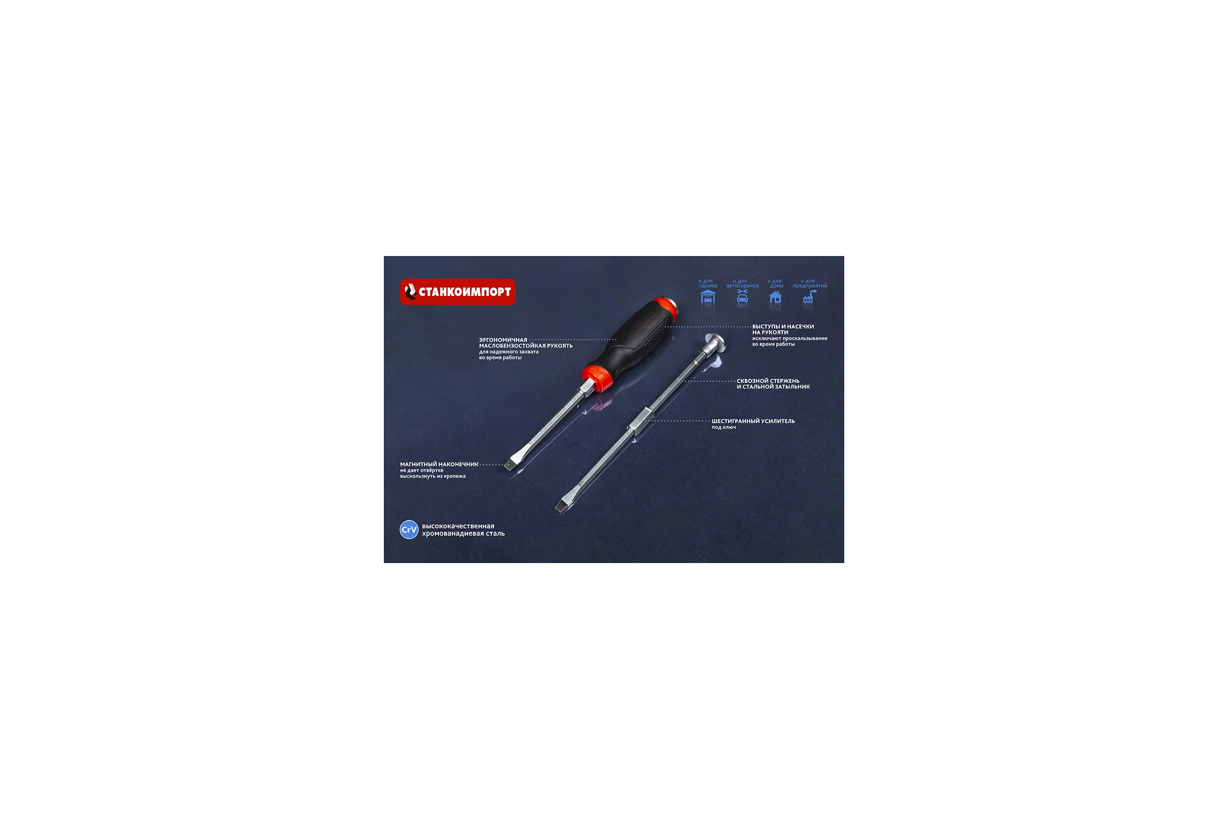 Силовая шлицевая отвертка Станкоимпорт SL8x150 CS-30.6.3