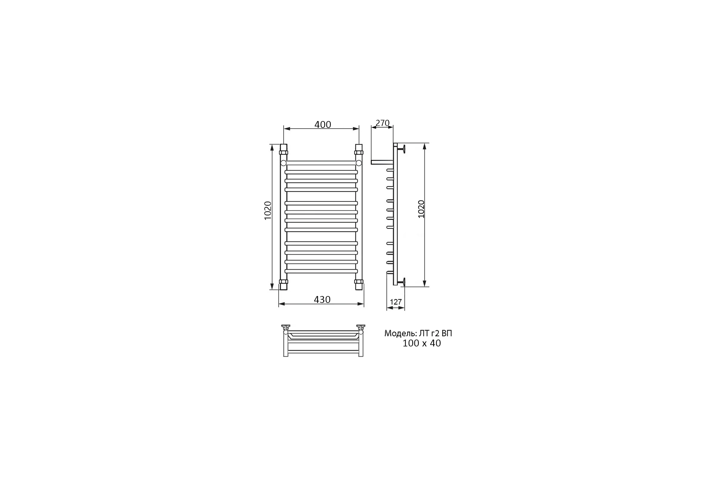 Полотенцесушитель Ника Trapezium лт (г2) вп 100/40 ЛТ Г2 ВП 100/40