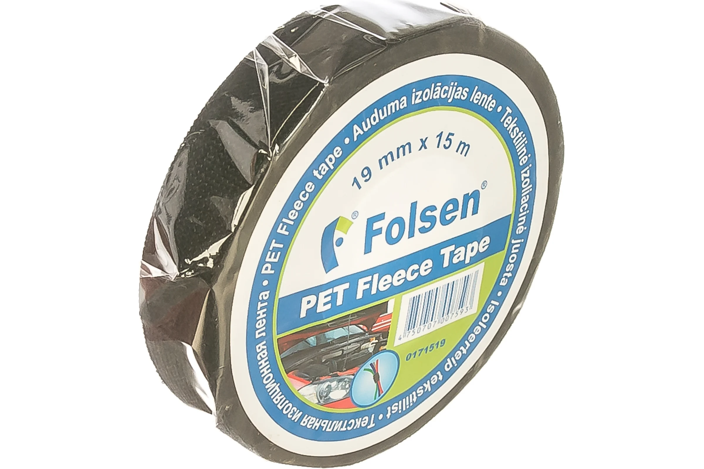 Текстильная изоляционная лента Folsen 19мм х 15м PET 0171519