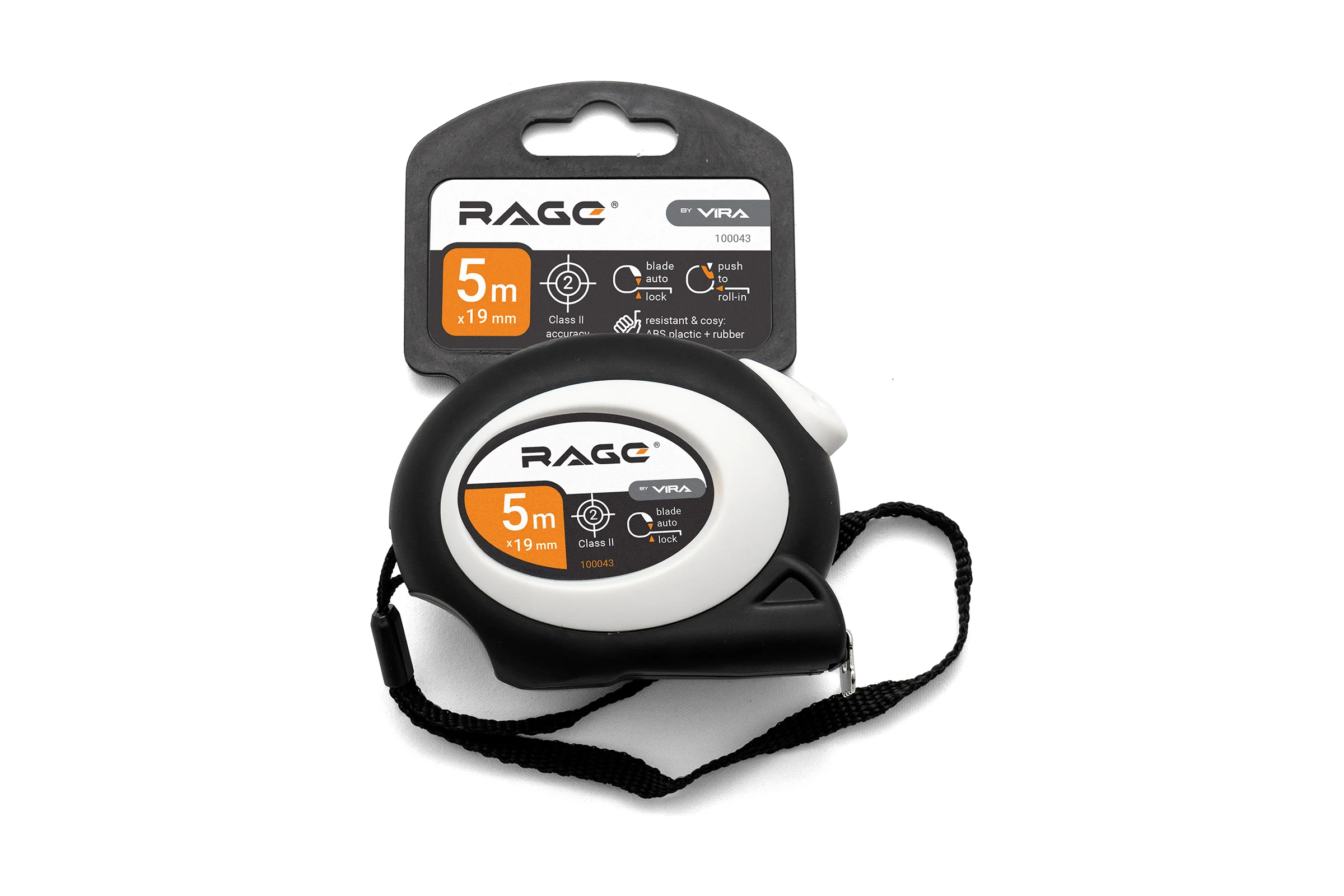 Рулетка RAGE by VIRA с прорезиненным покрытием Soft-Touch автостопор 5 м х 19 мм 100043