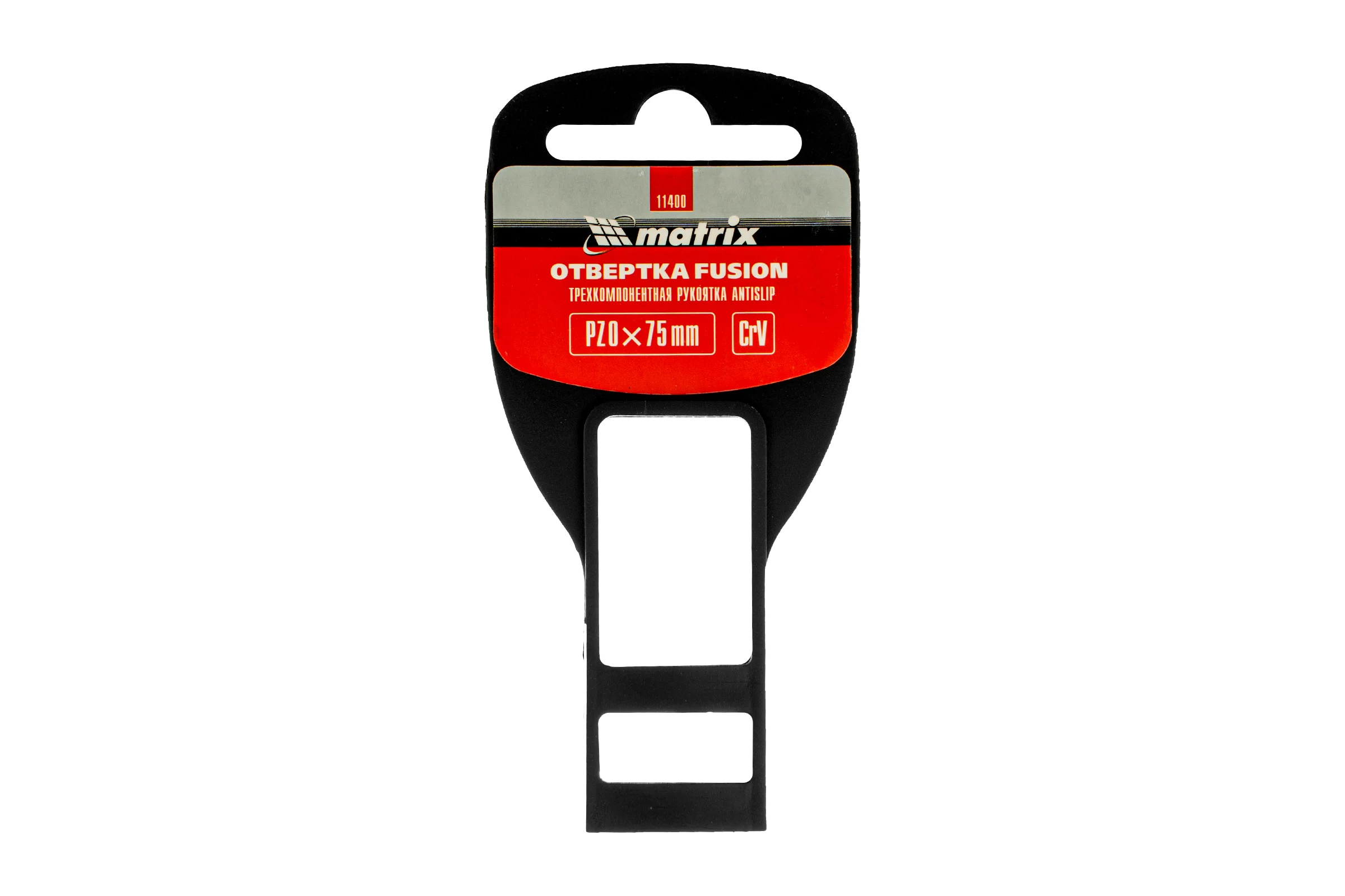 Отвертка MATRIX Fusion PZ0x75 мм, CrV, 3-х компонентная рукоятка anti slip 11400