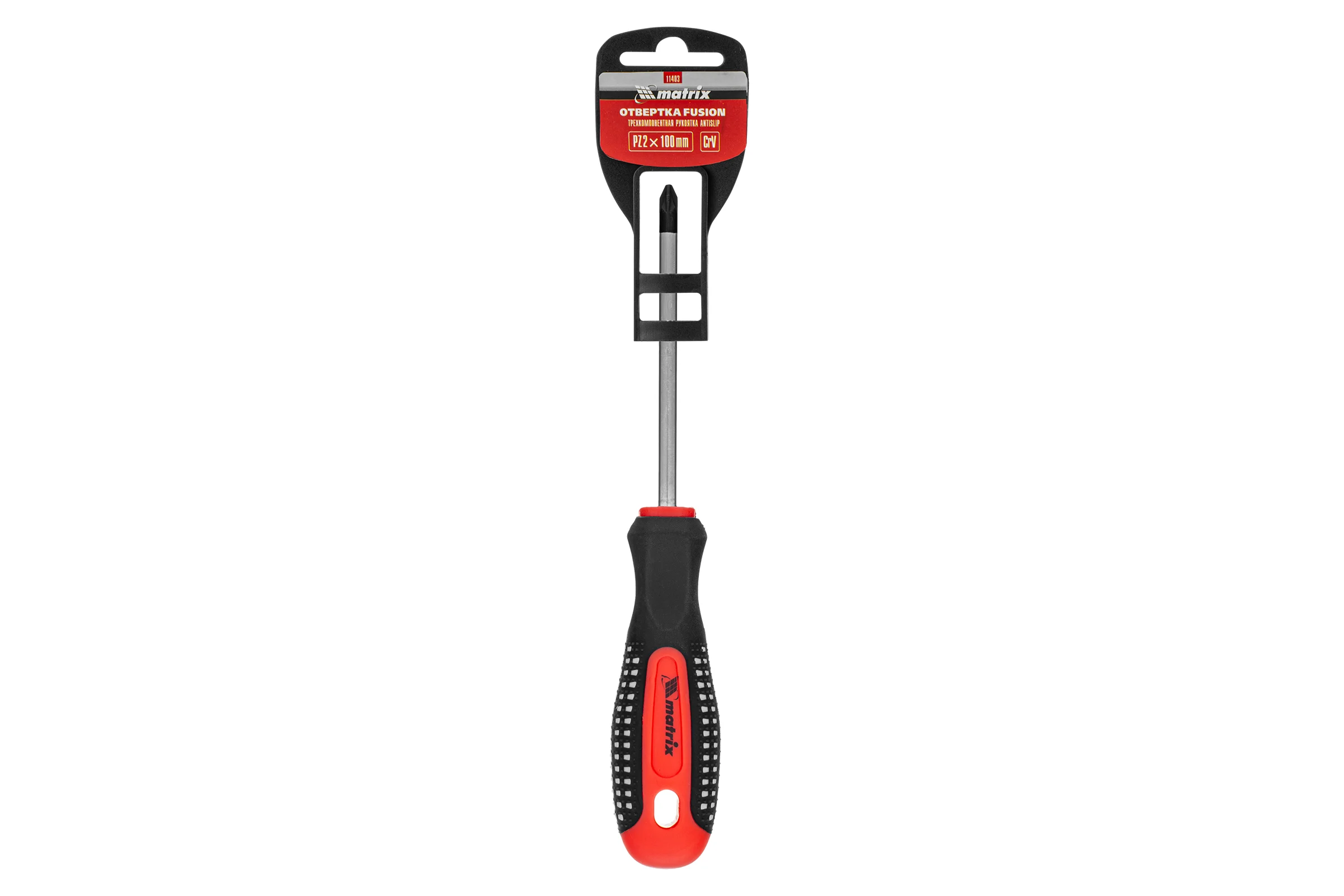 Отвертка MATRIX Fusion PZ2x100 мм, CrV, 3-х компонентная рукоятка anti slip 11403