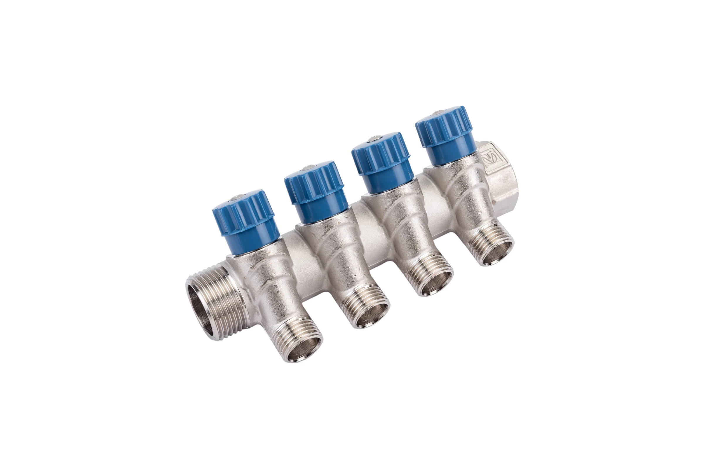 Коллектор с вентилем Valtec 4 выхода х 1х 1/2 НР, никель VTc.560.N.0604 38489