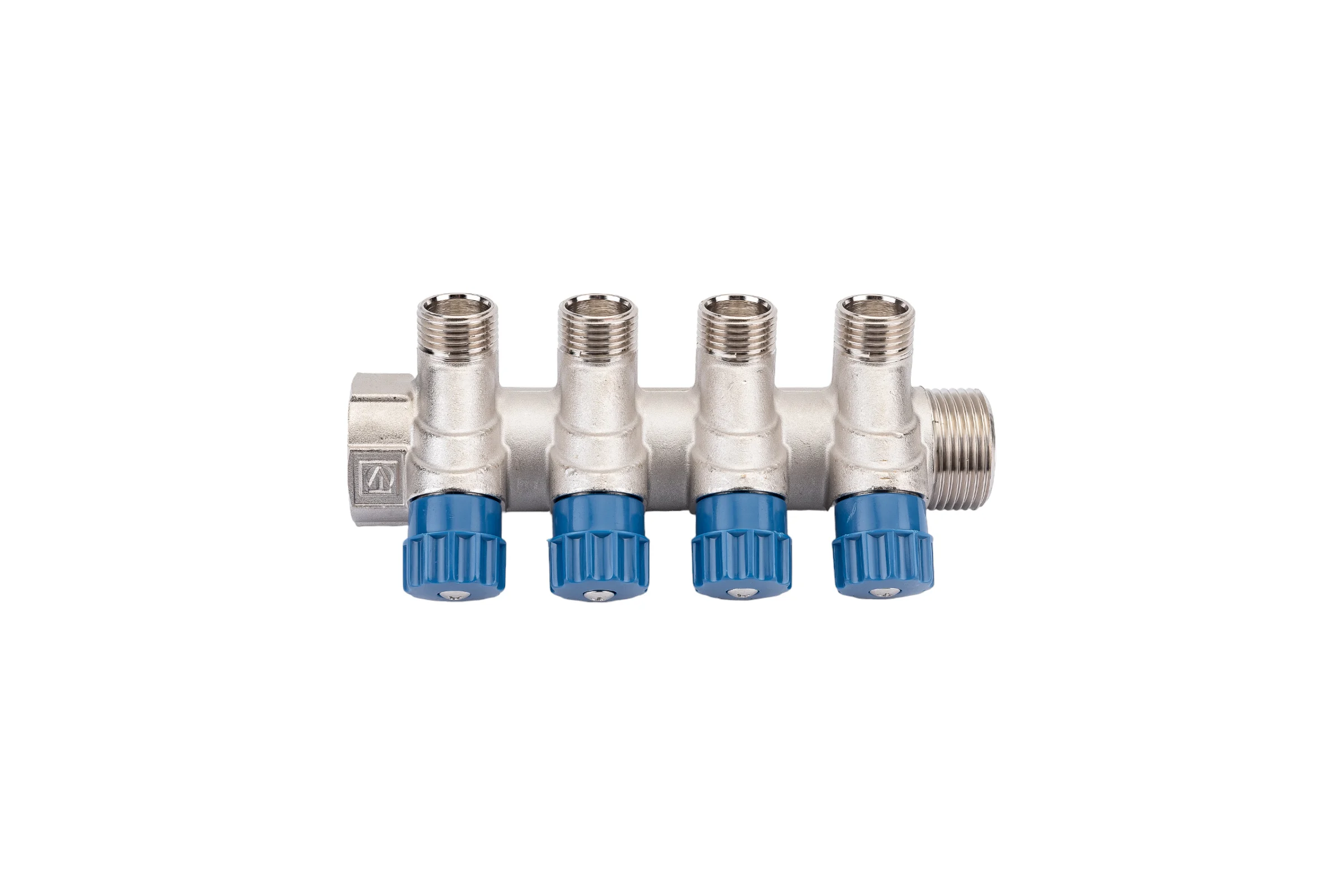Коллектор с вентилем Valtec 4 выхода х 1х 1/2 НР, никель VTc.560.N.0604 38489