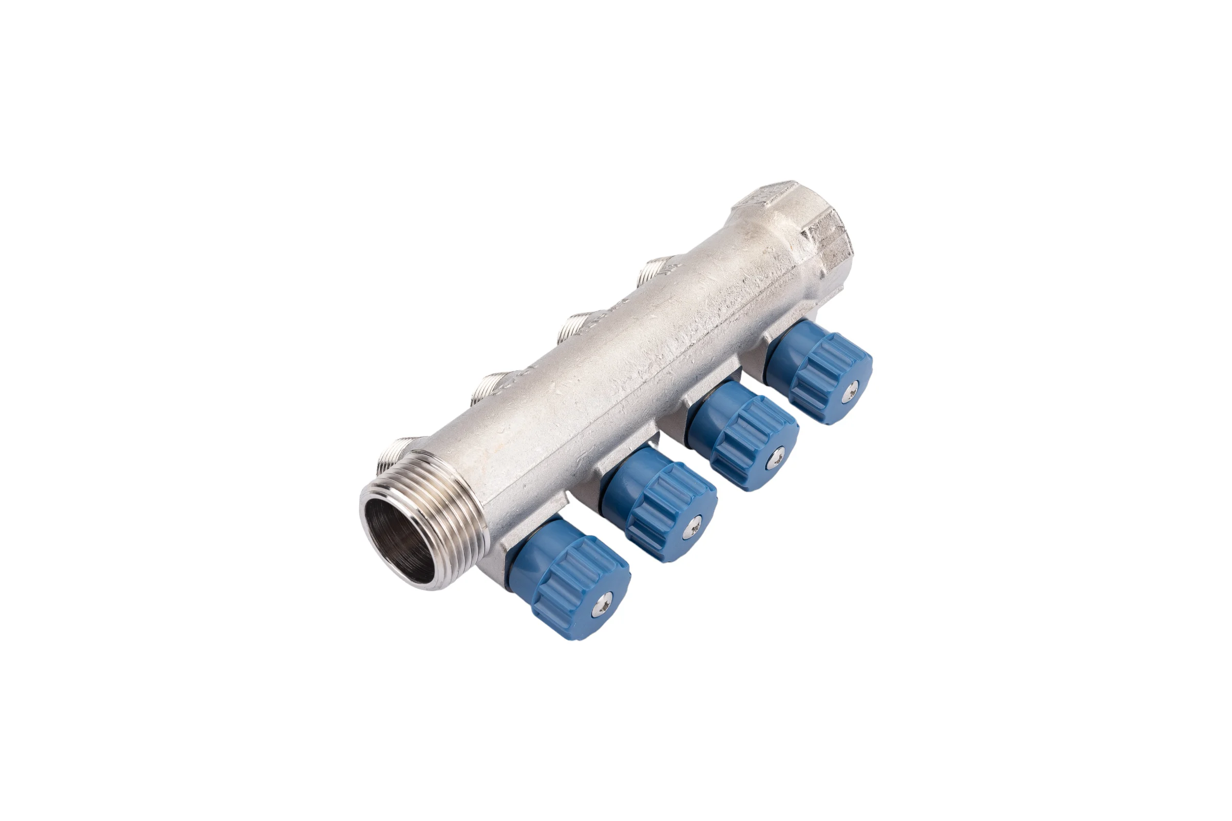 Коллектор с вентилем Valtec 4 выхода х 1х 1/2 НР, никель VTc.560.N.0604 38489