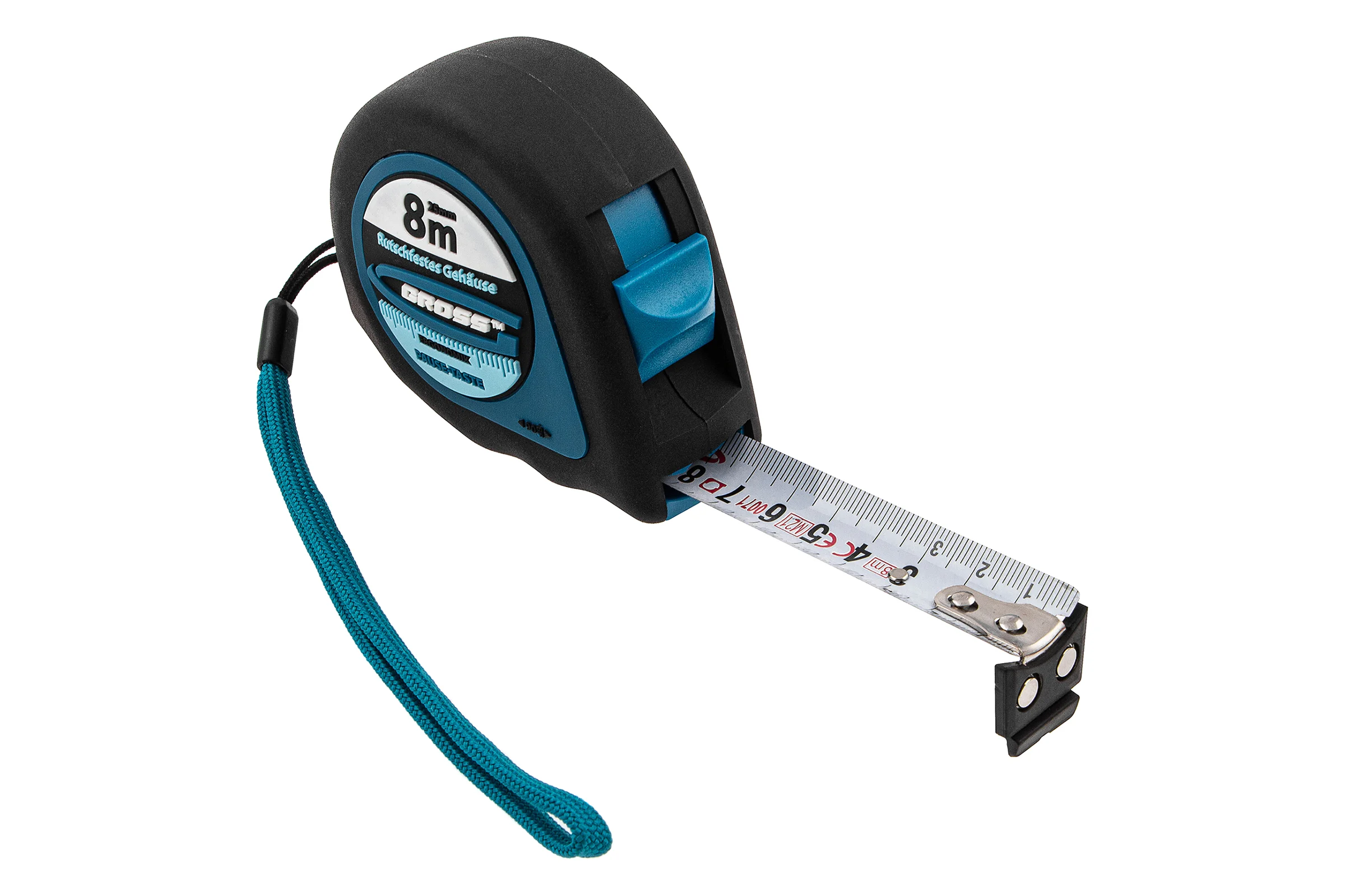 Рулетка GROSS Ergonomisch 8 м, 25 мм, магнитный обрезиненный зацеп 31104