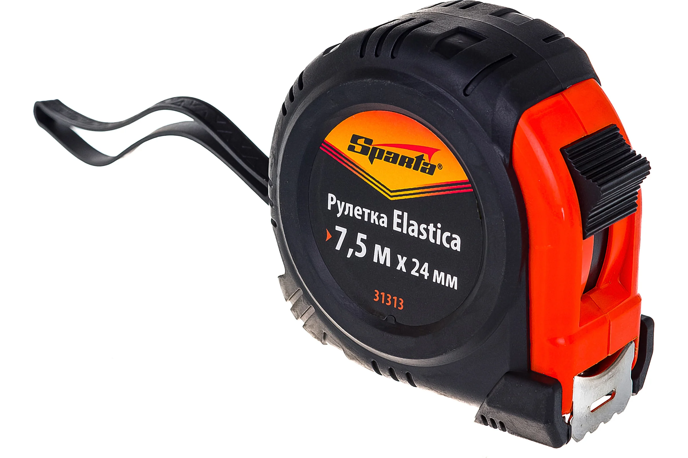 Рулетка SPARTA Elastica 7.5мх24мм, обрезиненный корпус 31313